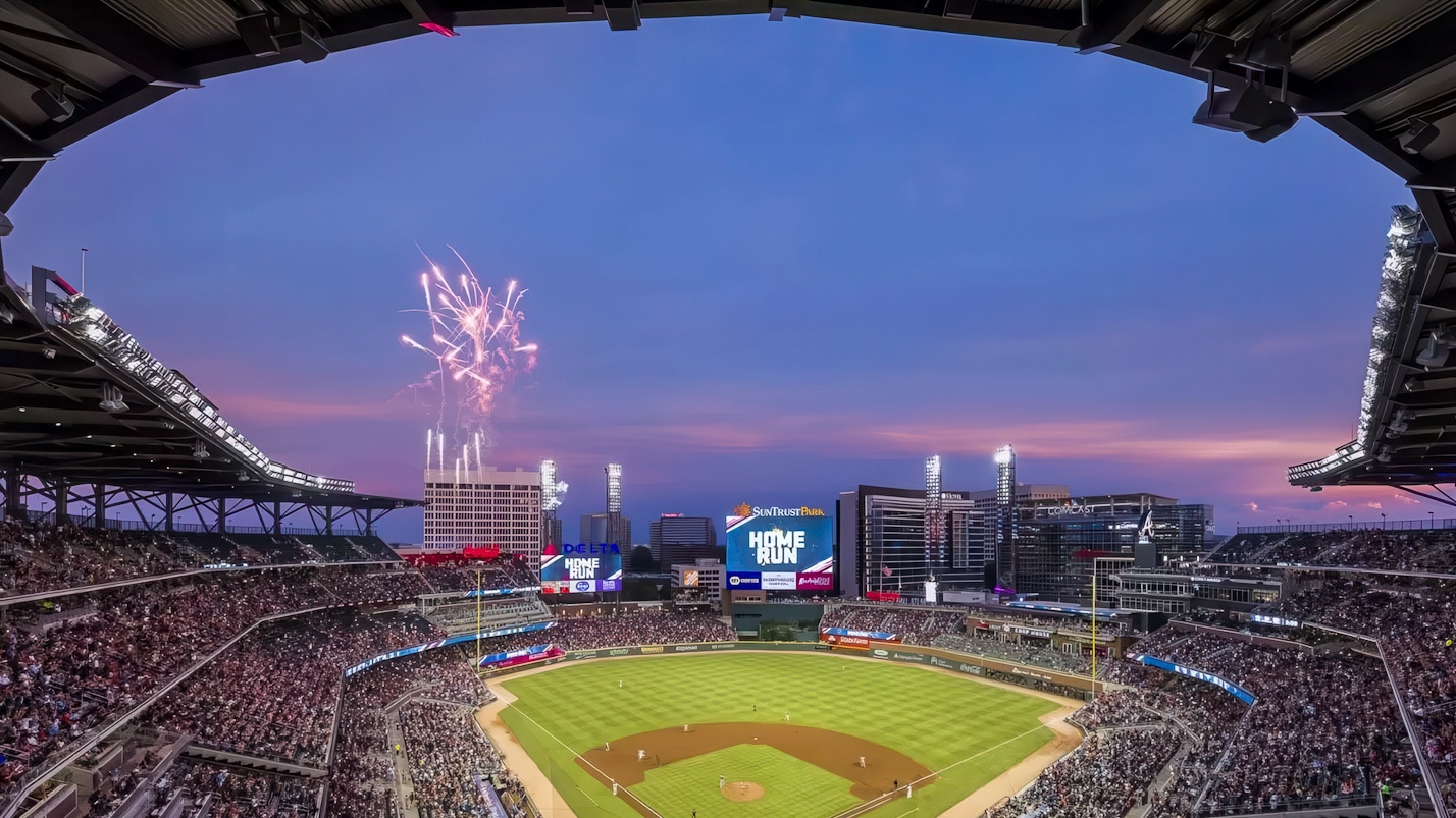 Truist Park under the Temporary Flight Restriction that covers stadiums seating 30,000 or more.