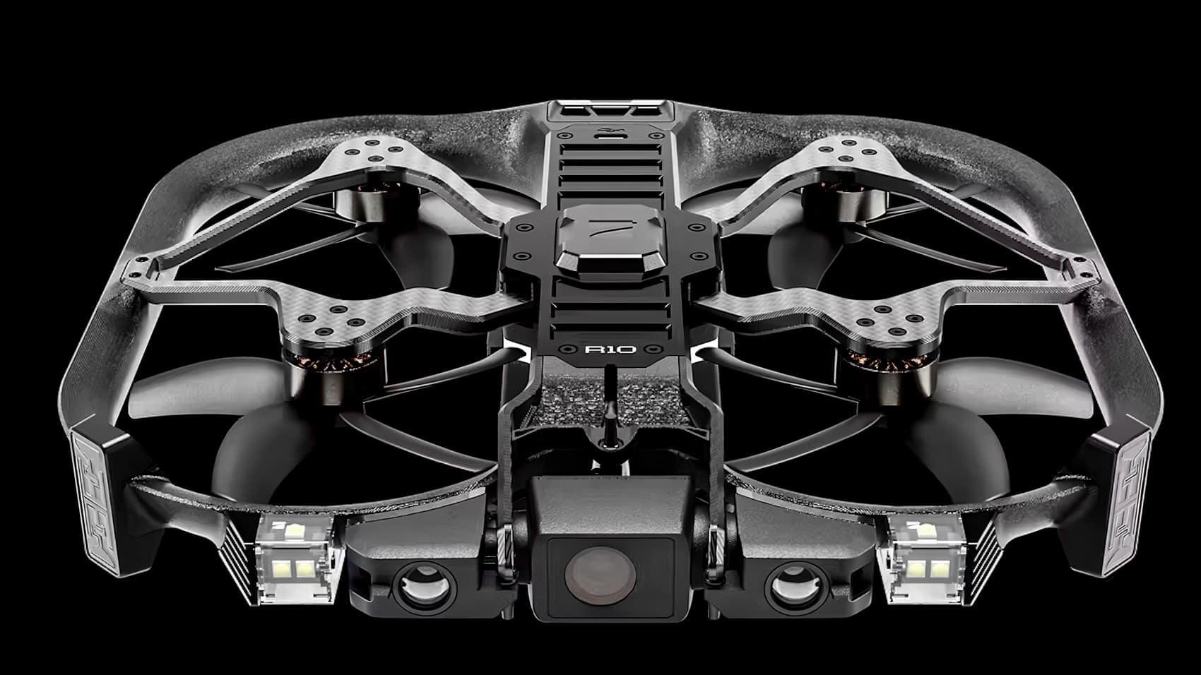 Skydio R10, a 1.7-pound indoor quadcopter with built-in blade guards.