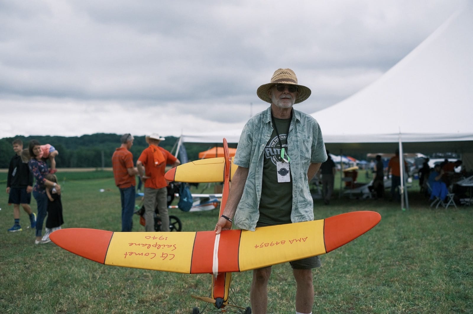 Model aircraft staged on the grass ahead of a flight at Flite Fest 2023.