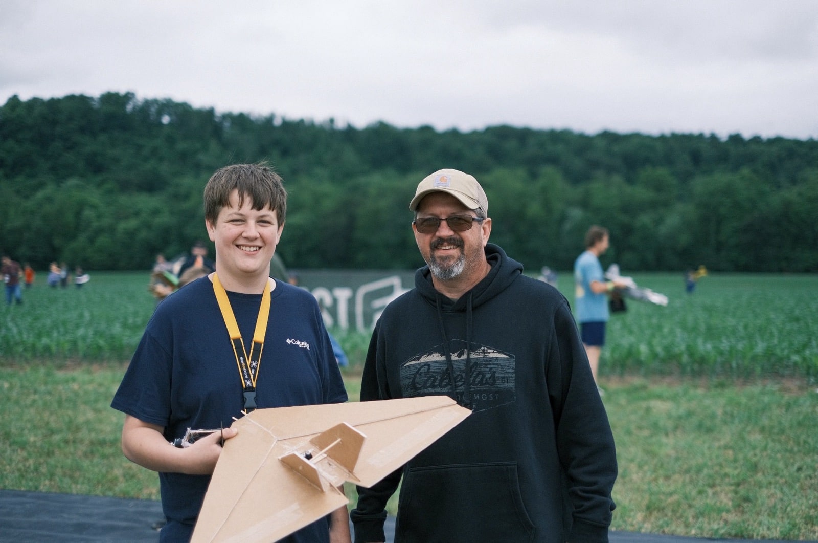 Hobbyists watching model planes overhead during Flite Fest 2023.