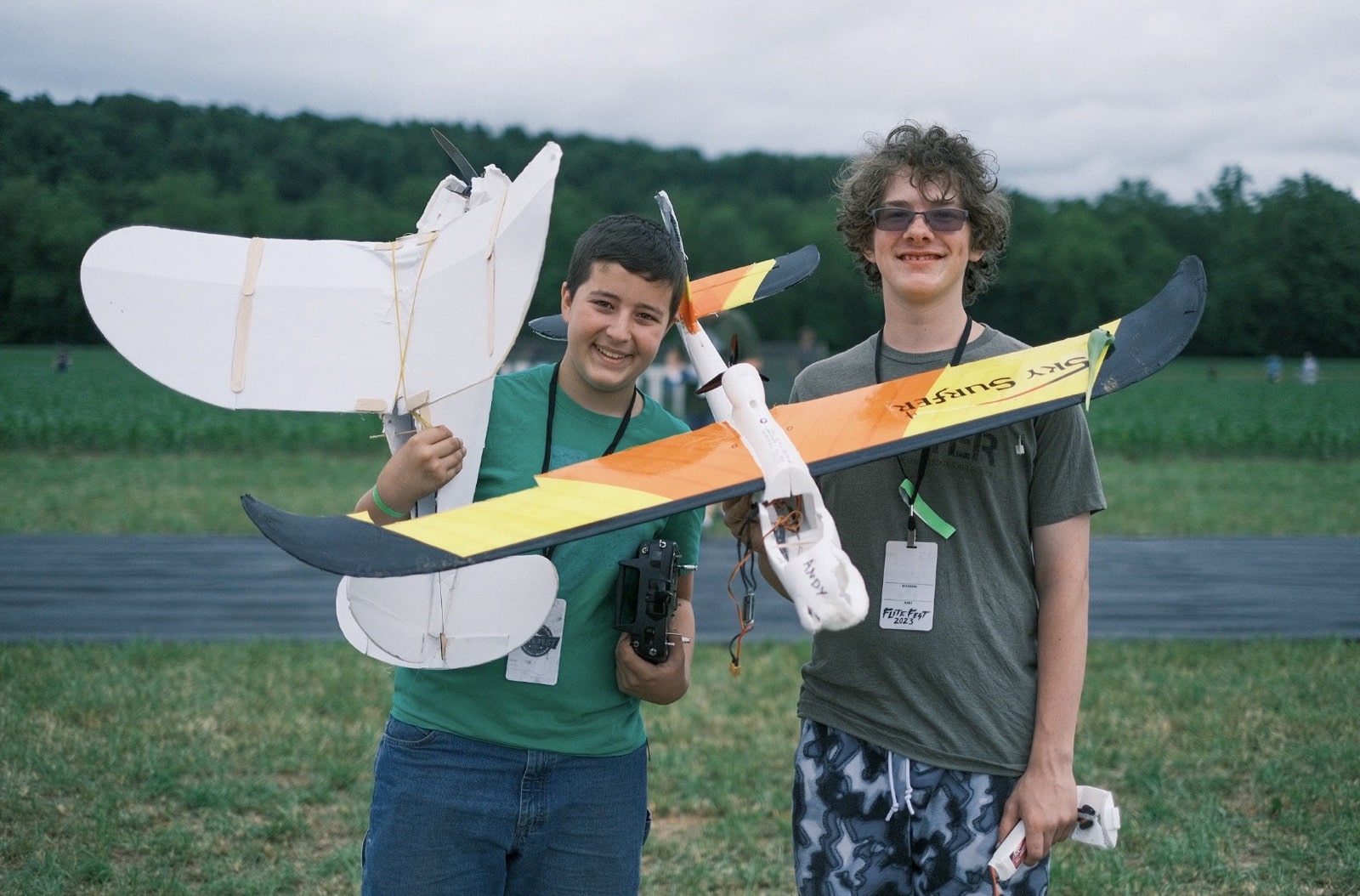 Transmitters in hand as pilots track their aircraft across the Flite Fest 2023 field.