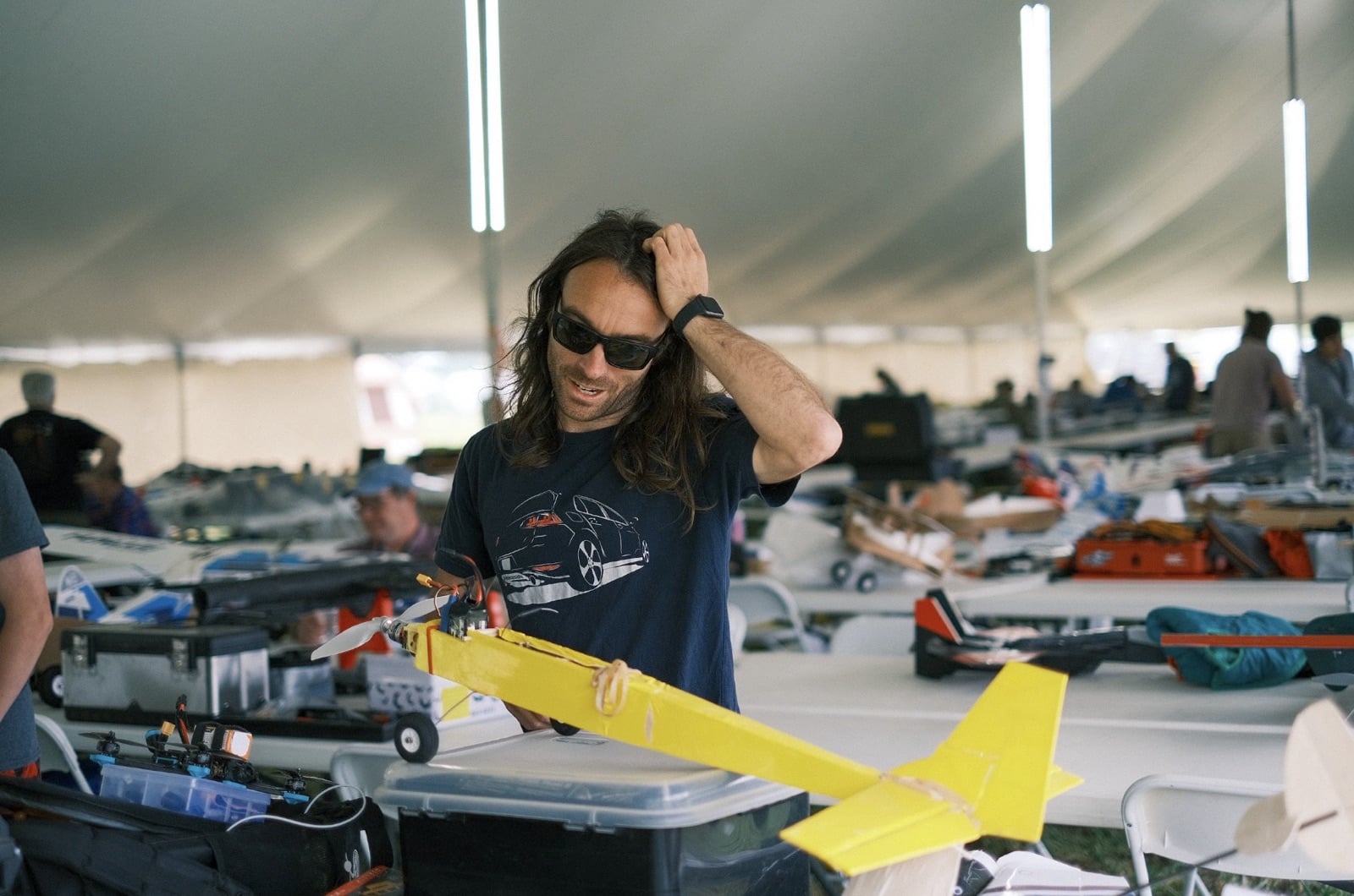 A brightly finished scale model on display at Flite Fest 2023.