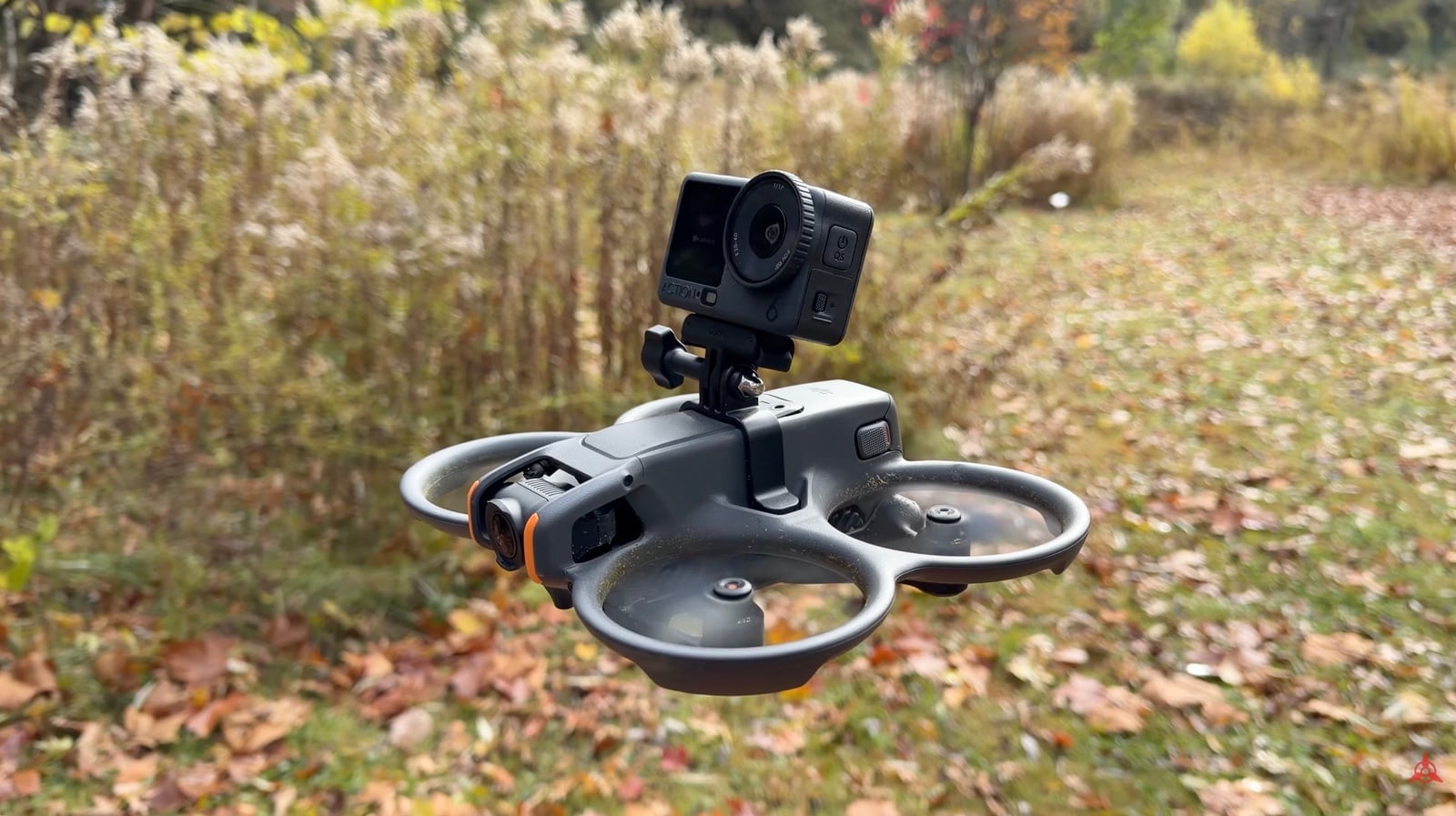 Osmo Action 6 mounted on top of a DJI Avata for FPV footage.