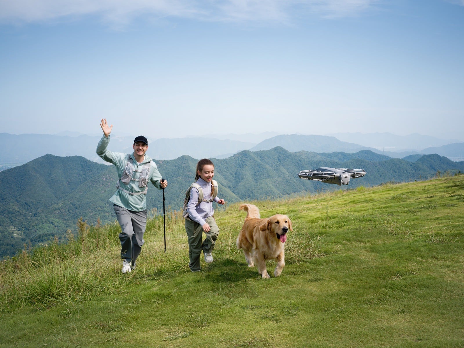 DJI Neo 2 following a moving subject using eight-direction tracking.