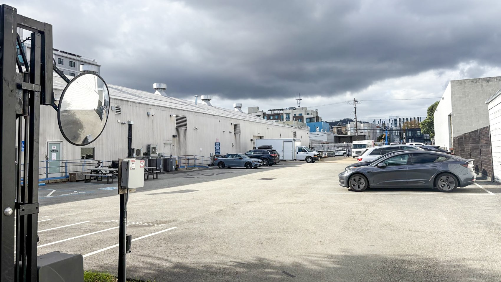 Warehouse loading yard on Folsom Street where the delivery drone site is planned.