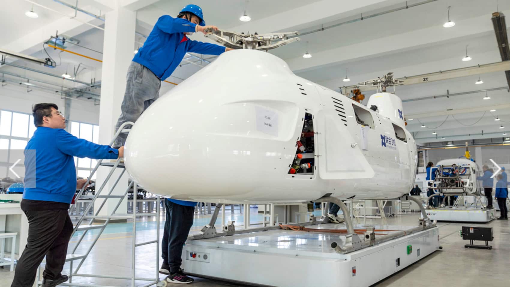 The T1400 hovering under autonomous control during the Harbin test flight.