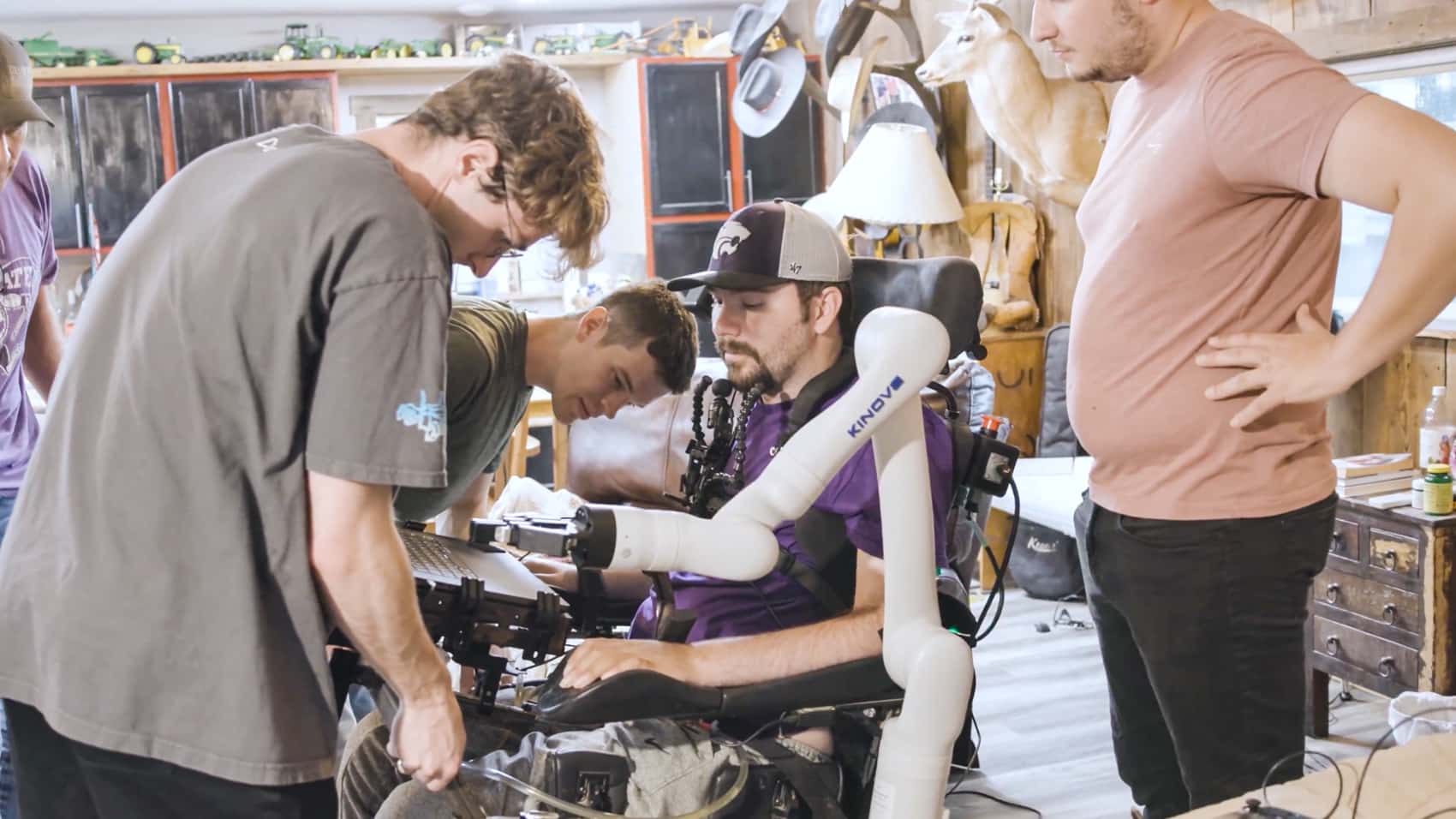 Alex Conley working with the Neuralink and Barrow Neurological teams after his July implant.