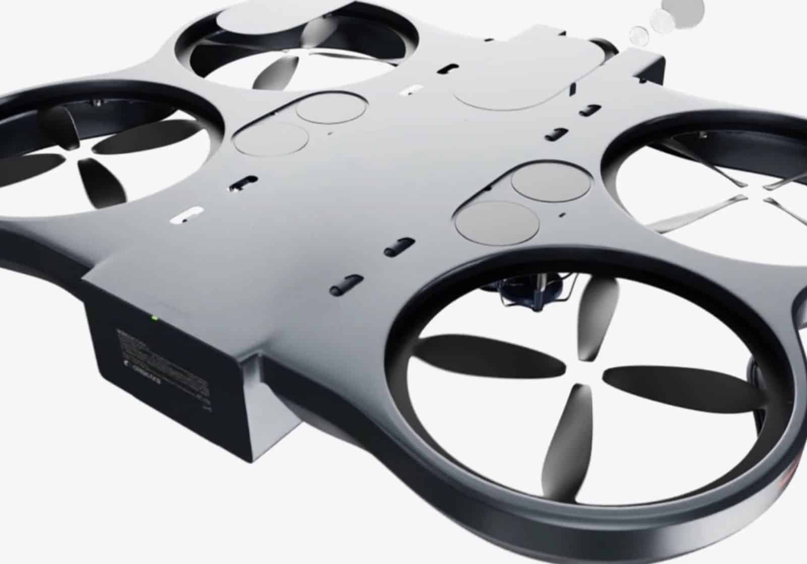 The concept's one piece monocoque shell with fully ducted rotors.