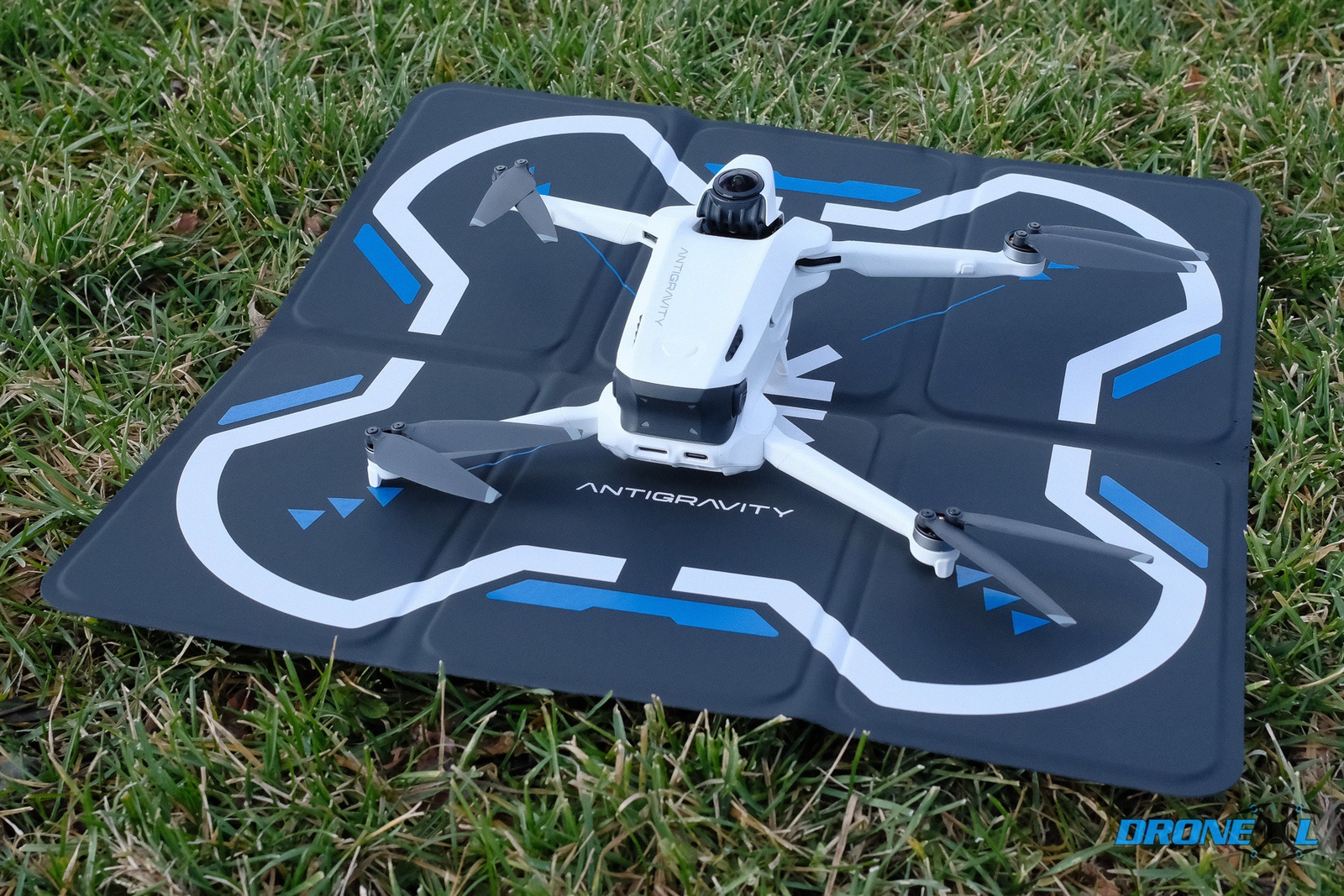 The Antigravity A1 ready for takeoff during DroneXL cold-weather testing.