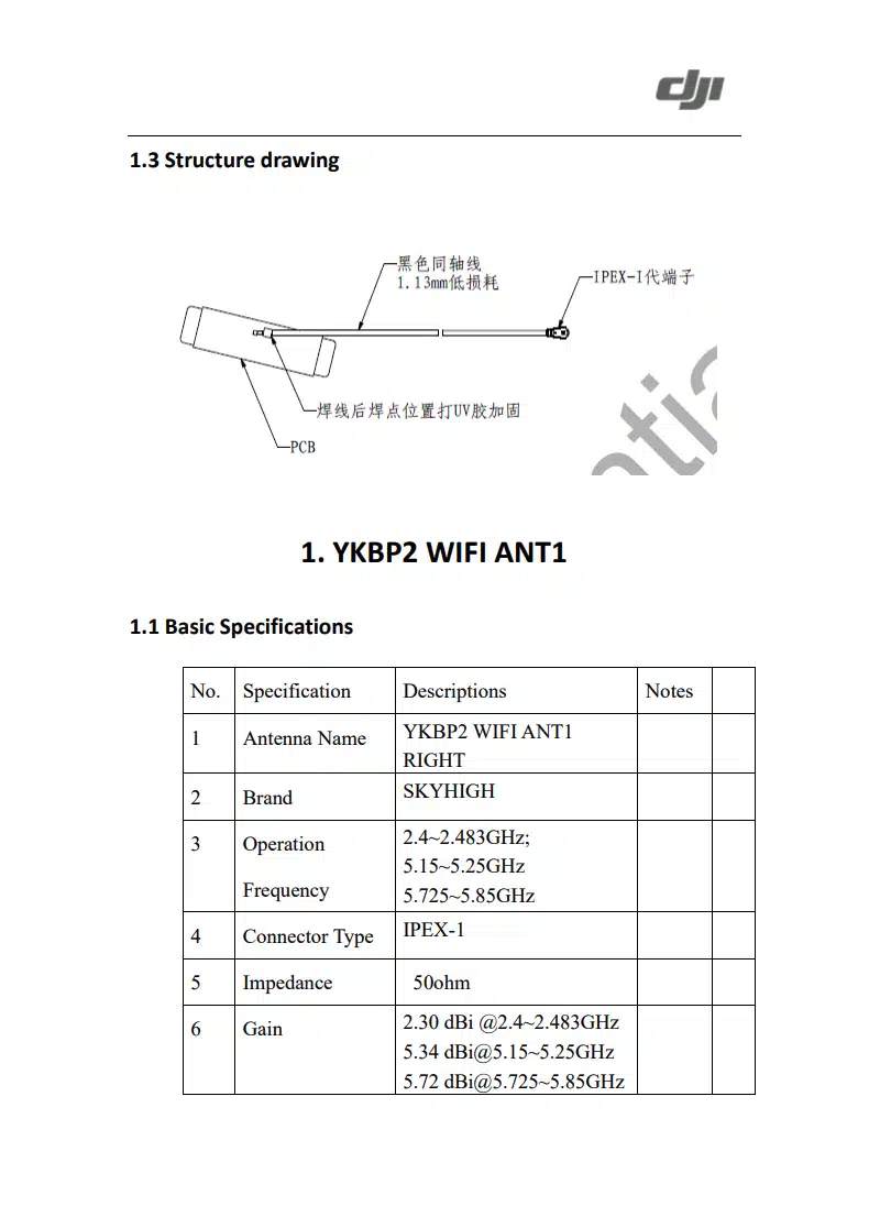 Second page of the SKYHIGH antenna filing submitted under FCC ID 2BQ98-LD220RC.