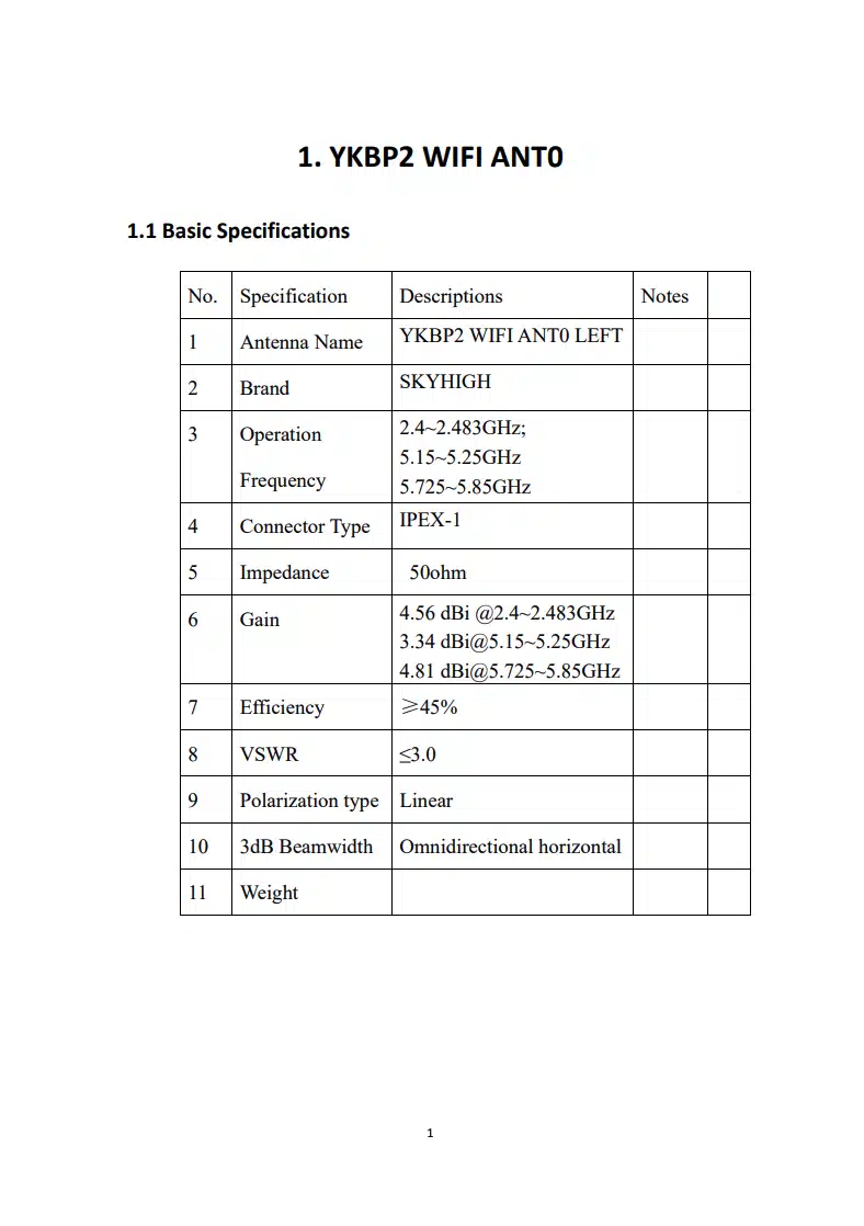 Lyno Dynamics FCC antenna specification sheet with the DJI logo still visible.