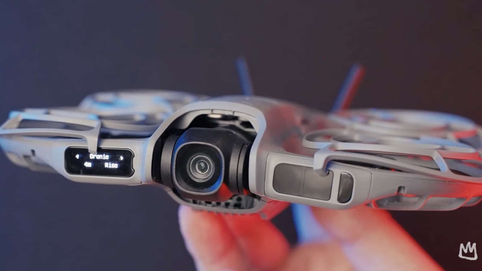 The Neo 2 holding position during a test of its omnidirectional obstacle sensing.