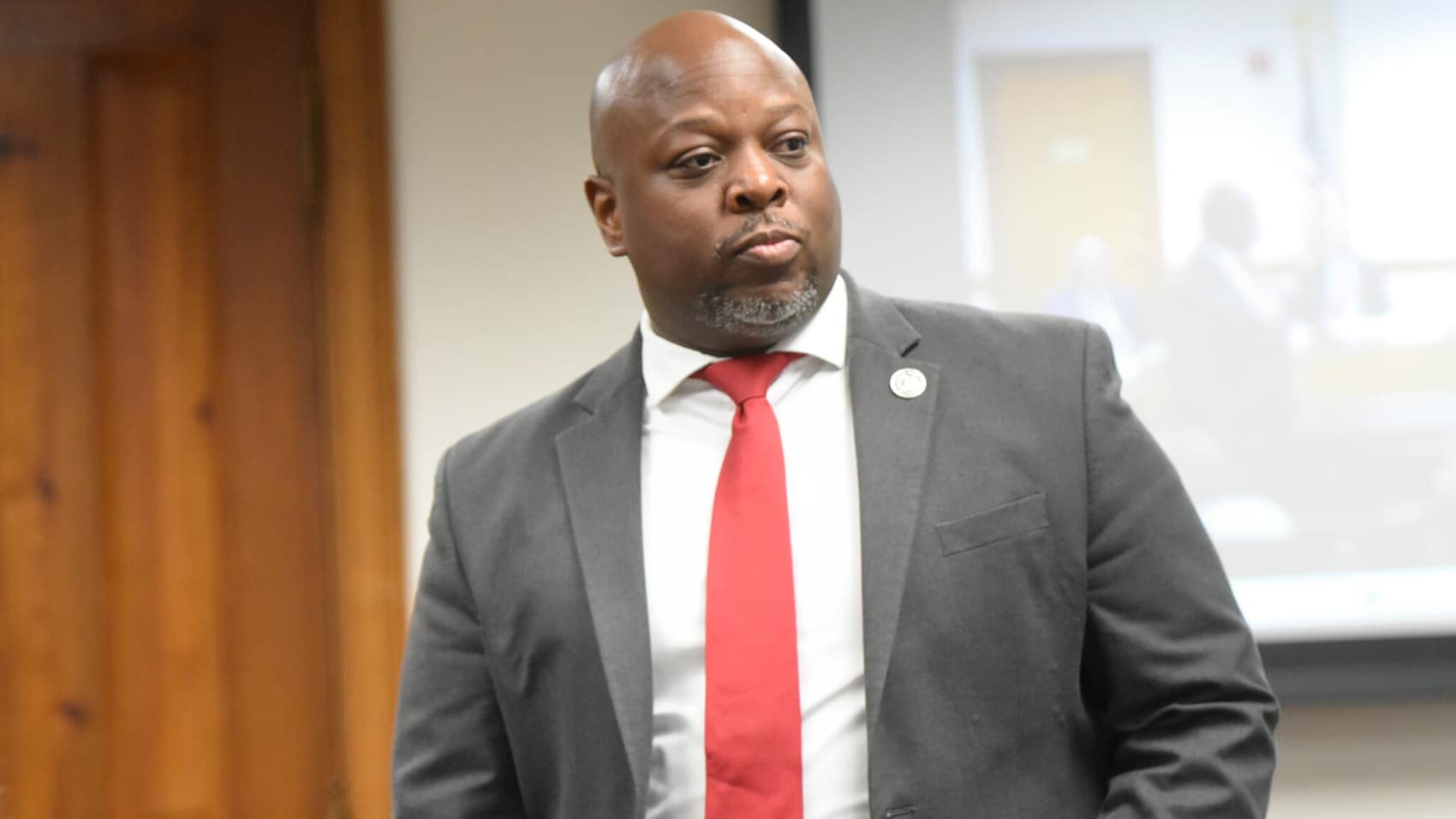 Georgia Department of Corrections commissioner speaking during a public briefing.