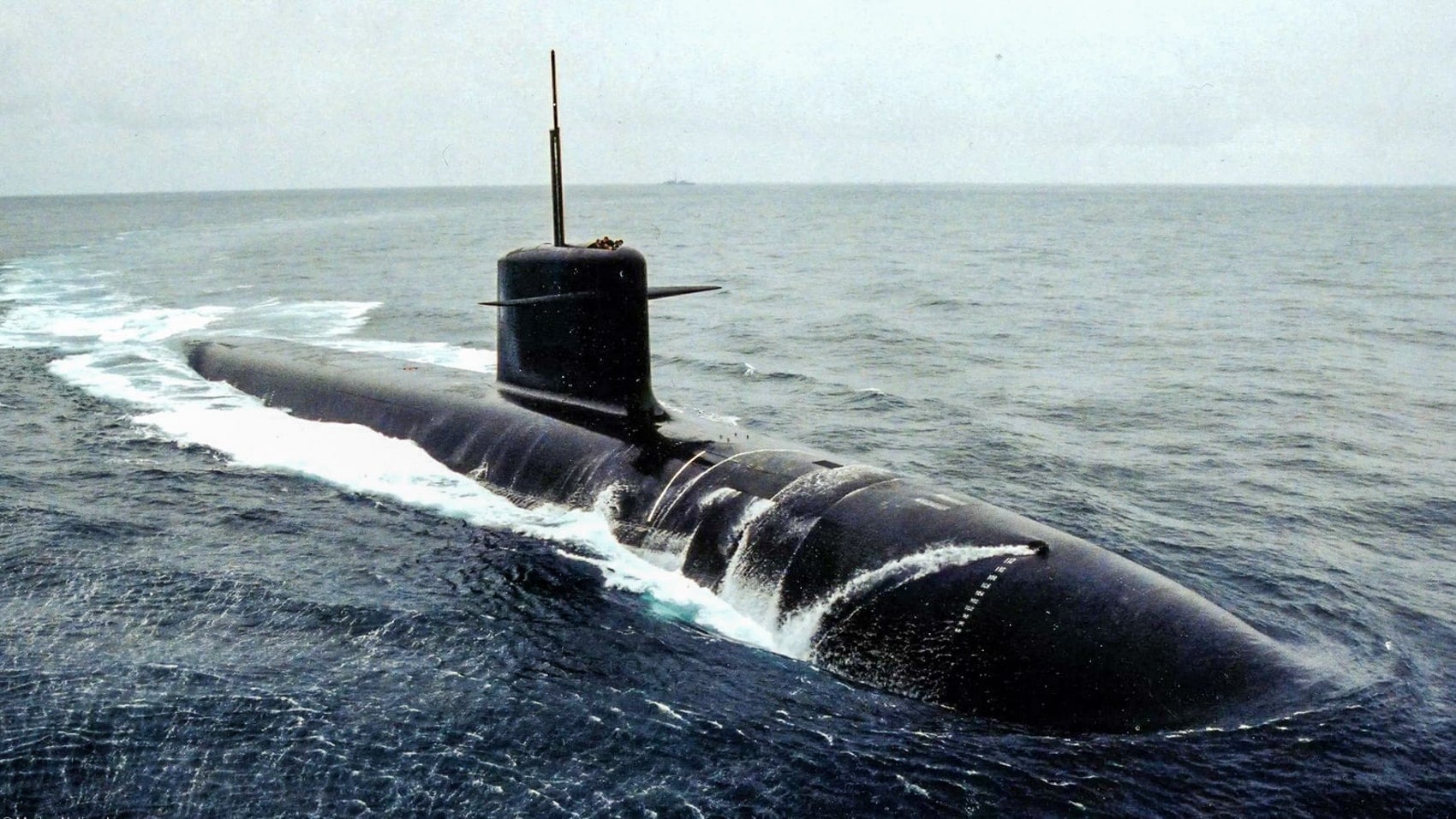 Le Triomphant-class submarine alongside at the Île Longue base in Brittany.