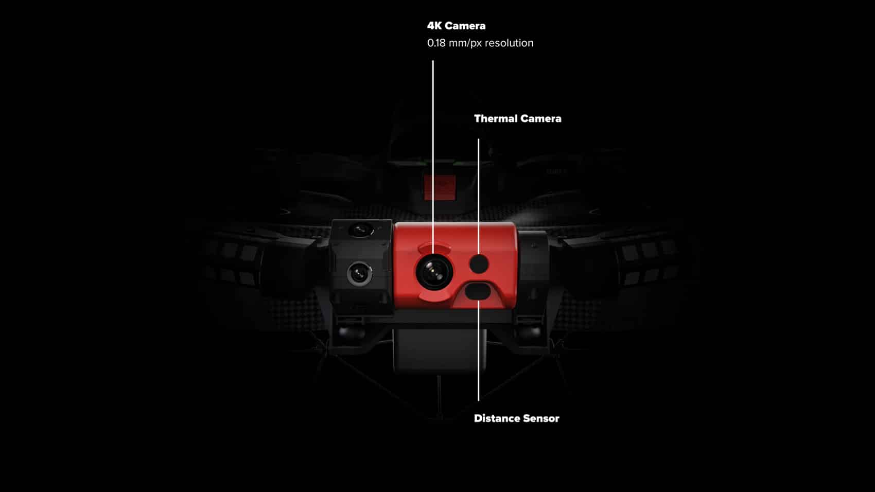 Screenshot of thermal imagery from the Elios 3 exposing overheating components.