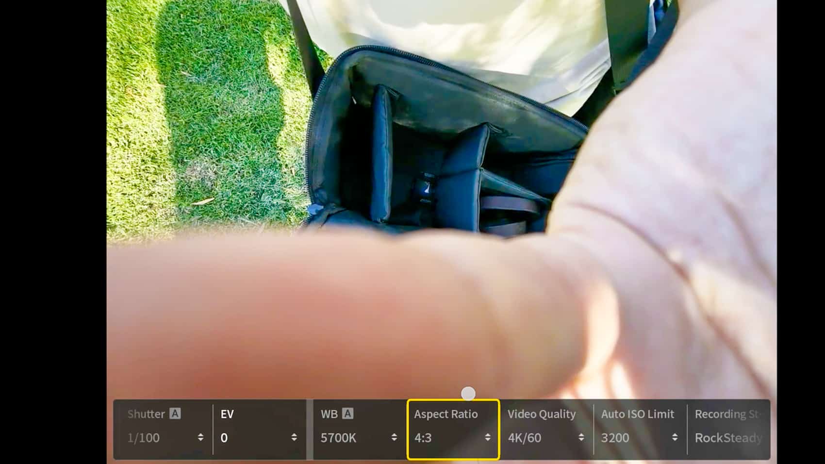 Screenshot of the Neo 2 camera switched to a 4:3 ratio for vertical crops.