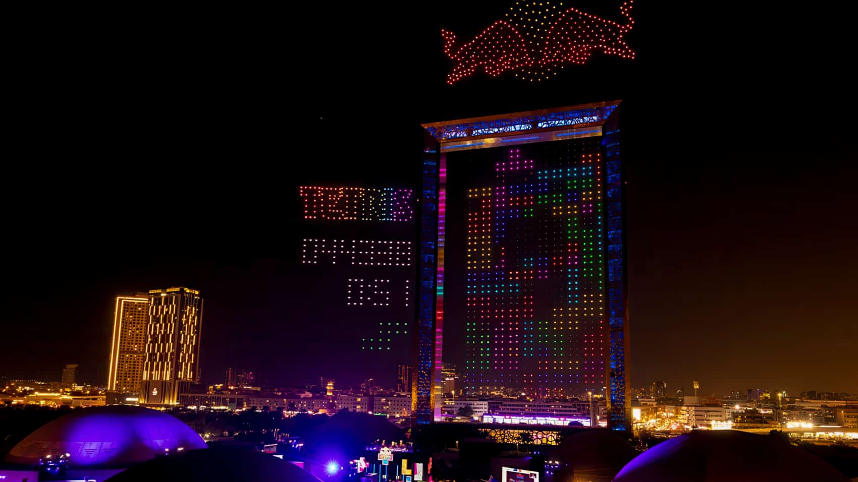 Red Bull Plays Tetris With 4,000 Drones in Dubai