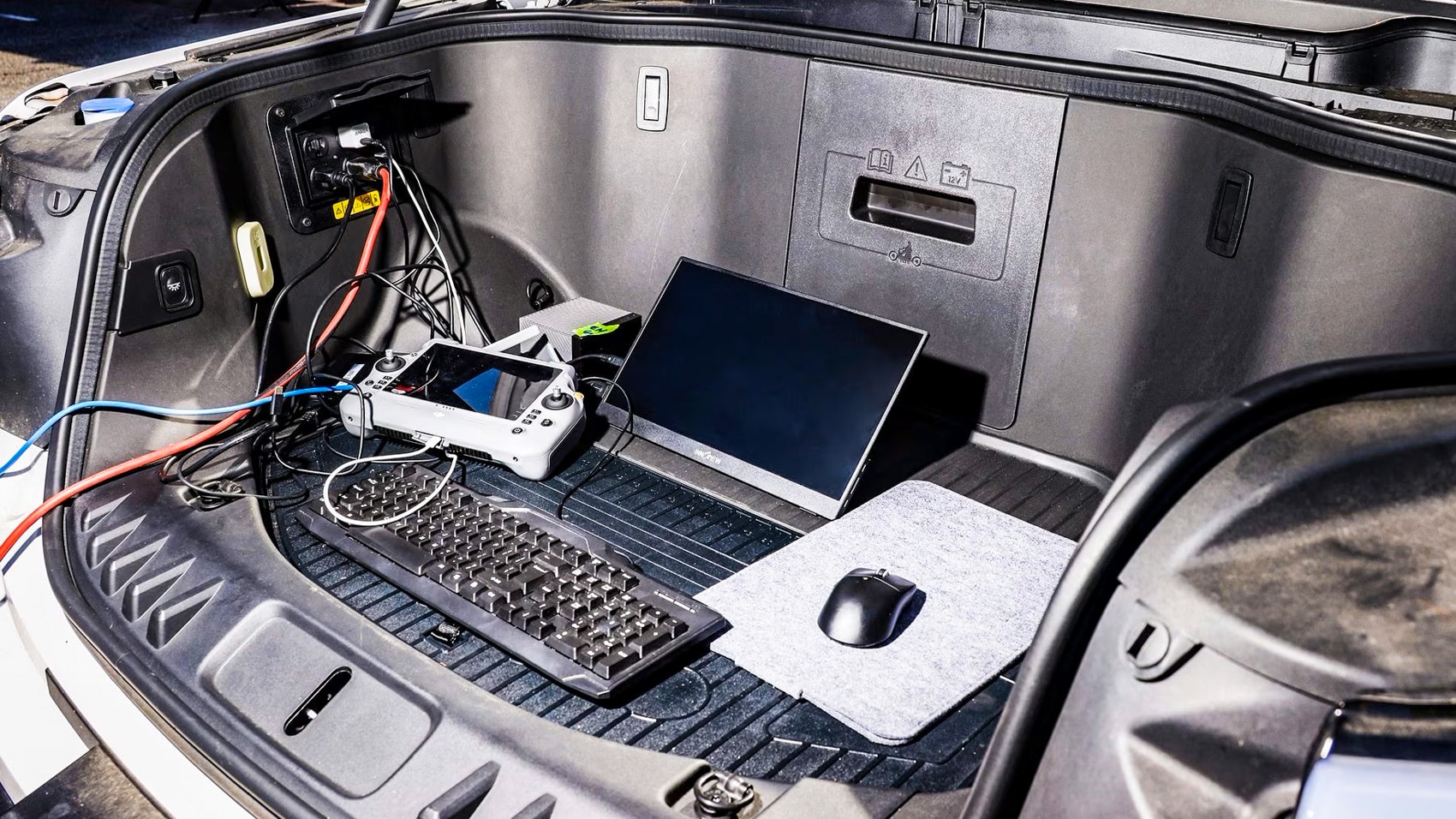 The electric Ford F-150 that serves as Team Crossfire's mobile command center.