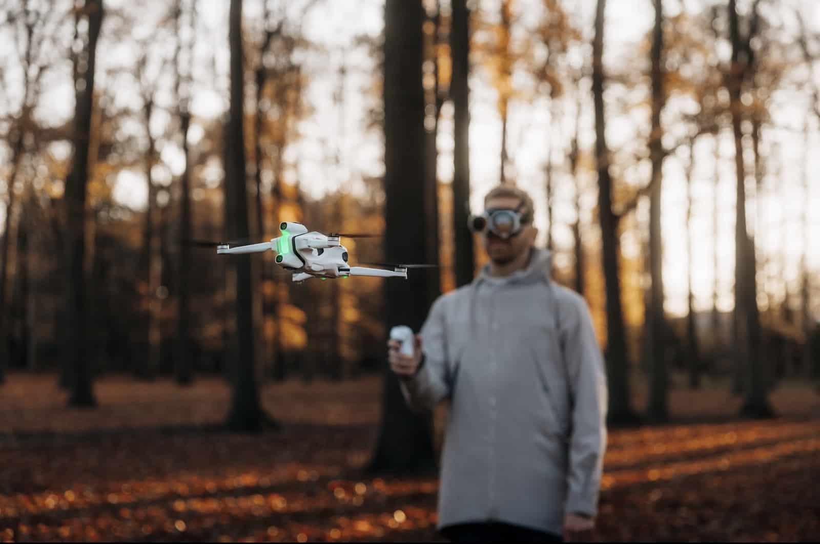 The A1 pictured with its Vision goggles and Grip motion controller.