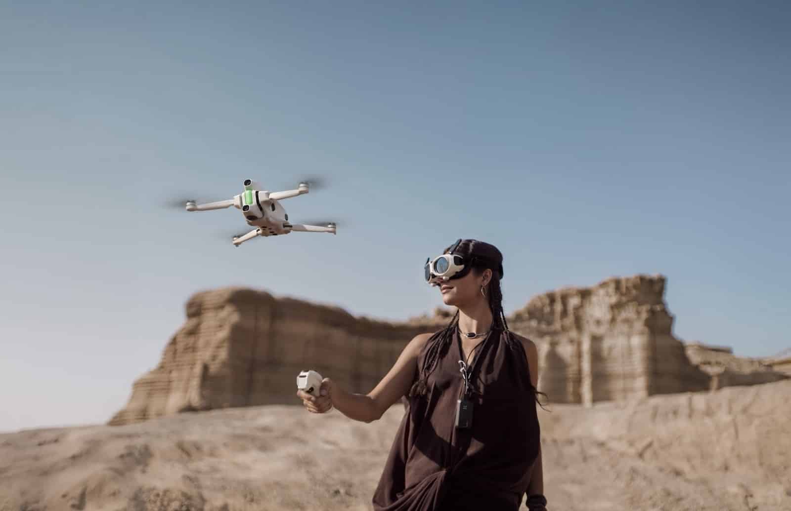 The Antigravity A1 in flight, photographed for the brand's debut product launch.