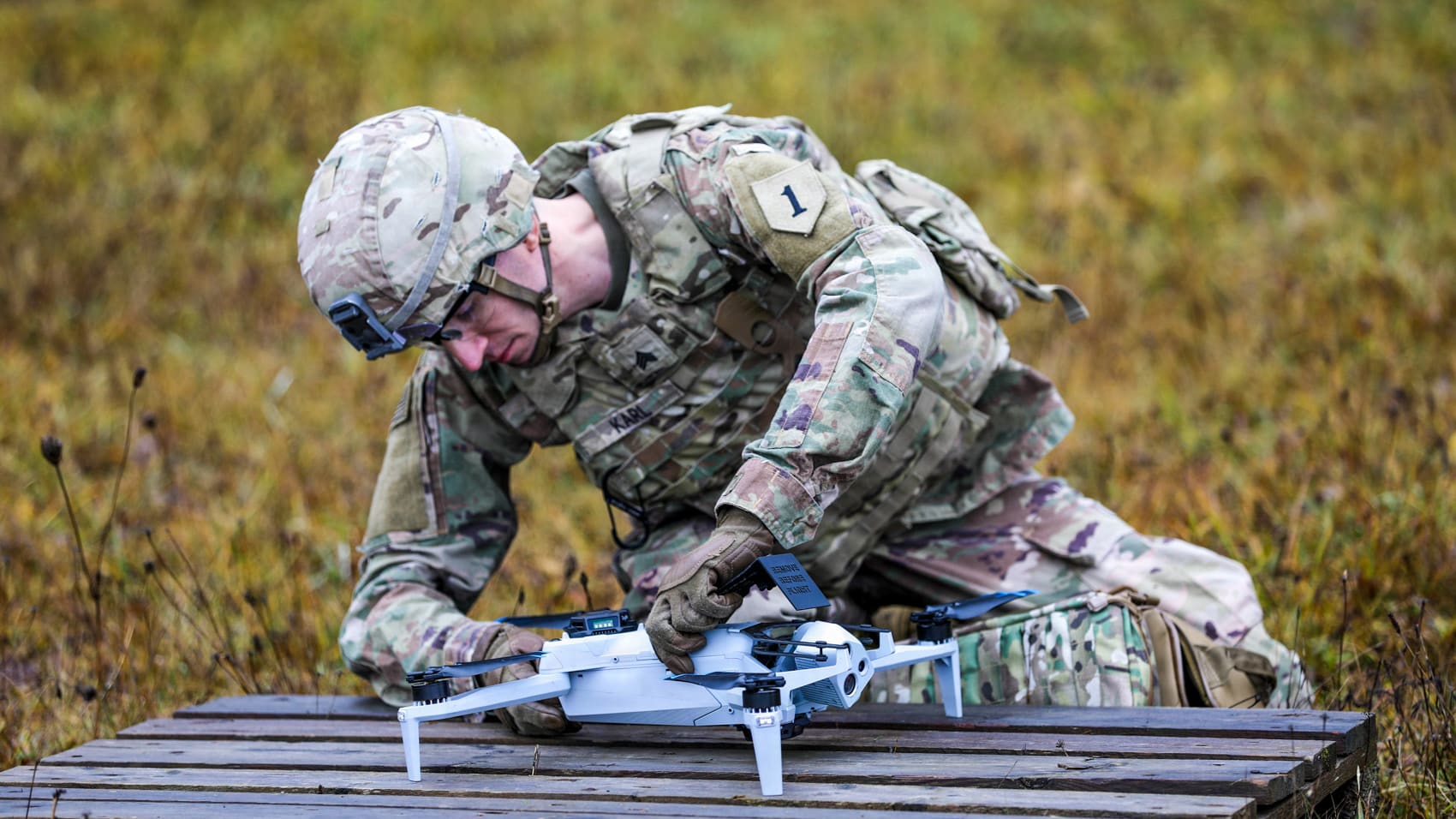 A mix of issued and self-built drones flown at the Grafenwoehr competition.