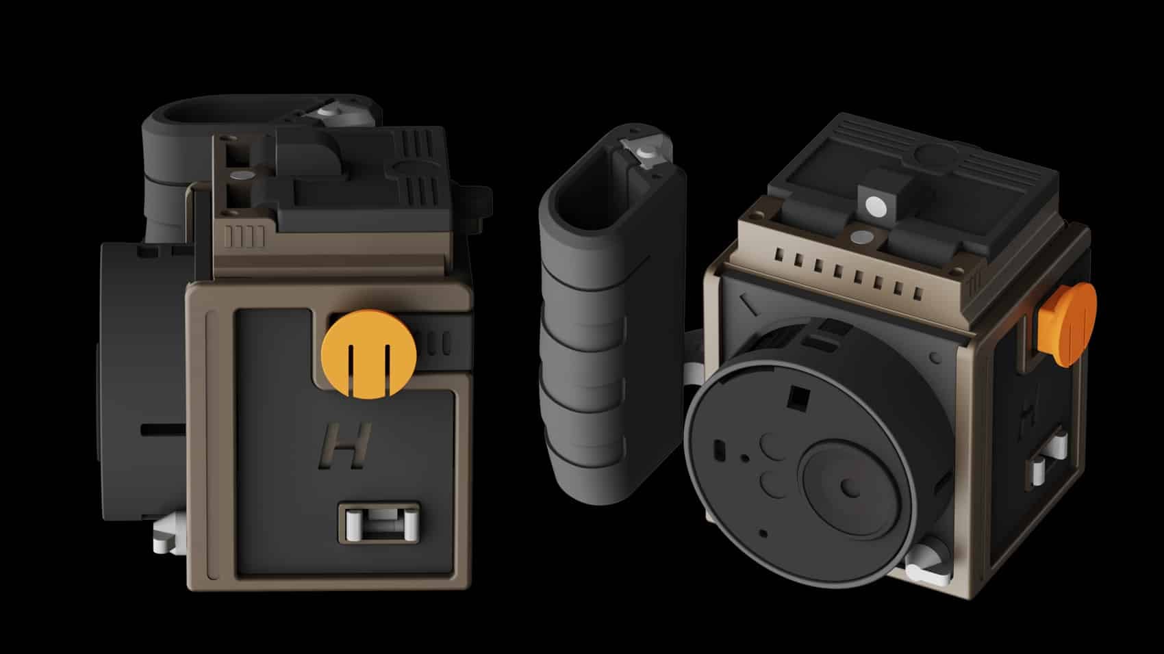3D-printed Hasselblad-style shell built around a DJI Osmo Nano.