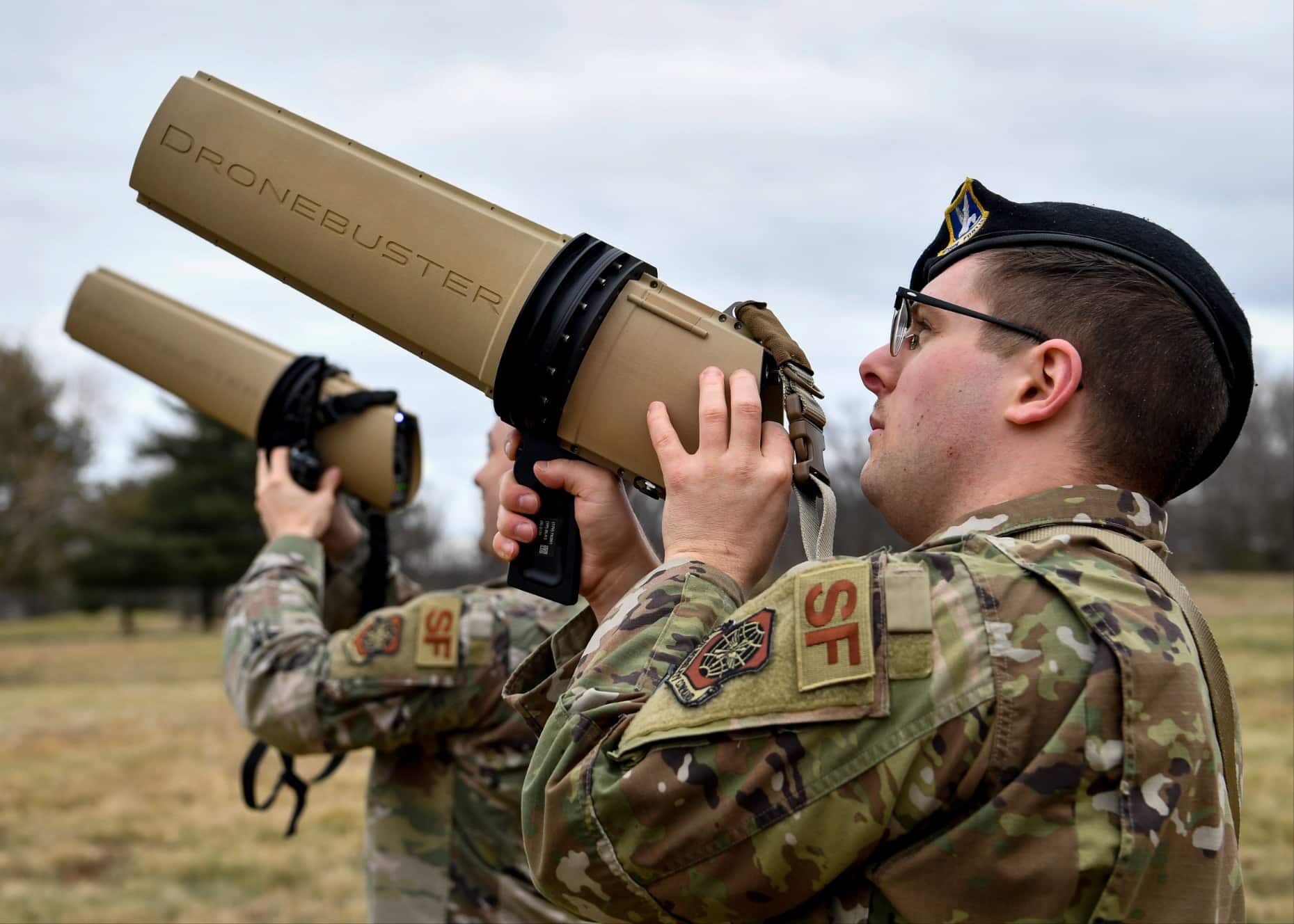 Security Forces at Joint Base MDL using an older version of the DZYNE DRONEBUSTER counter-UAS System | Photo Credits: Joint Base MDL