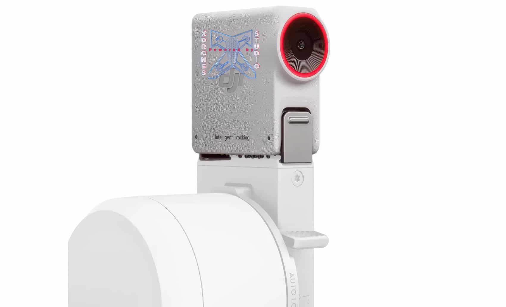 Leaked photo of a DJI RS5 tracking module with a red-ringed lens.