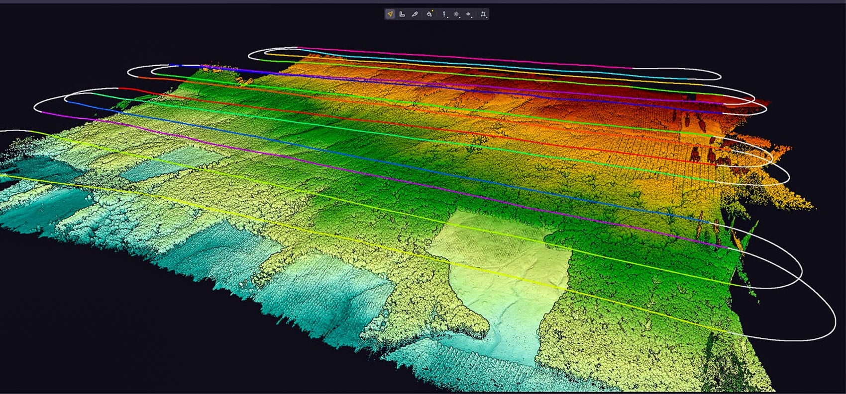 LiDAR point cloud captured by the YellowScan Voyager scanner over Japanese terrain.
