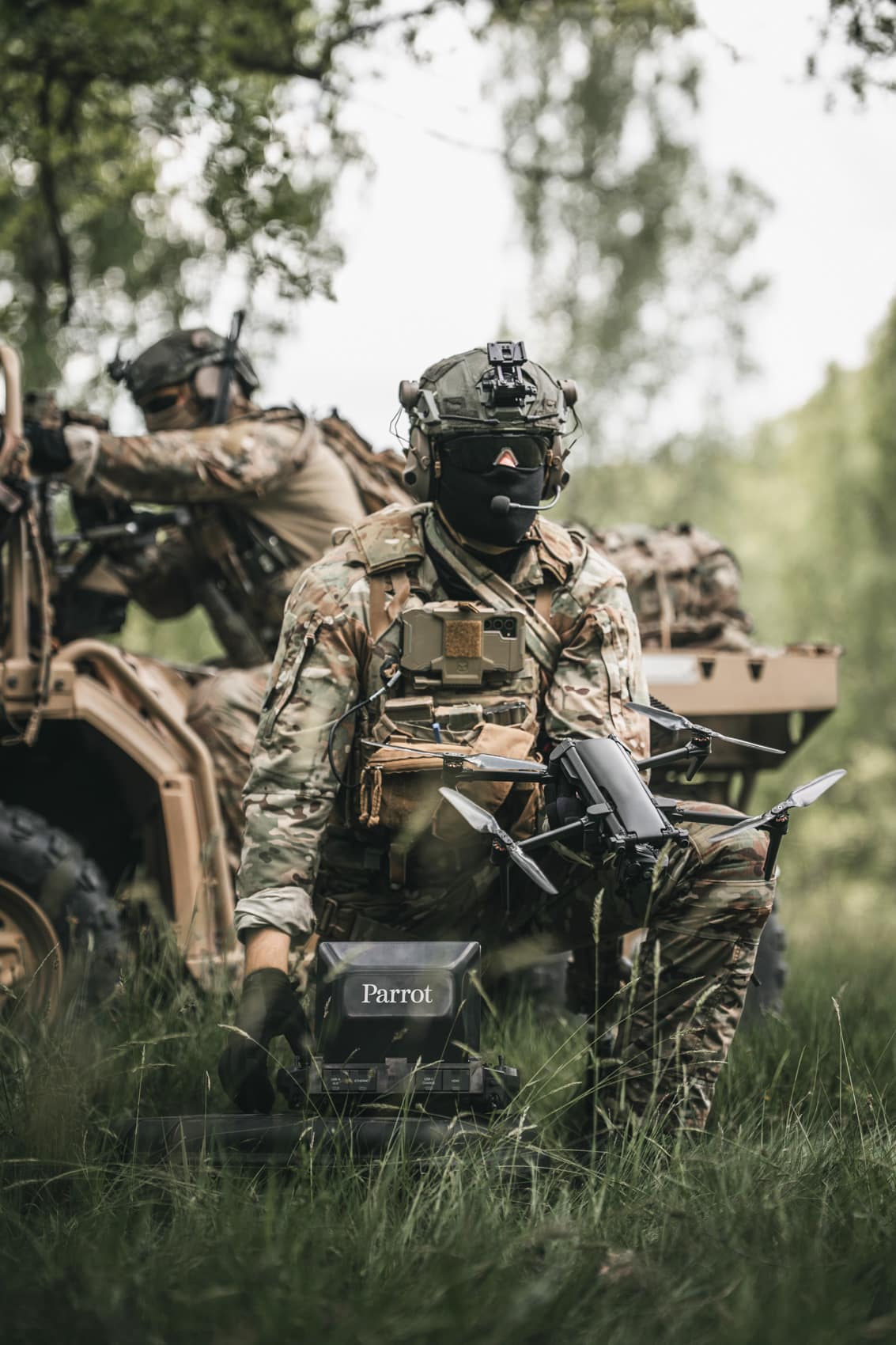 The soldier portable ANAFI UKR carried on foot for tactical reconnaissance.