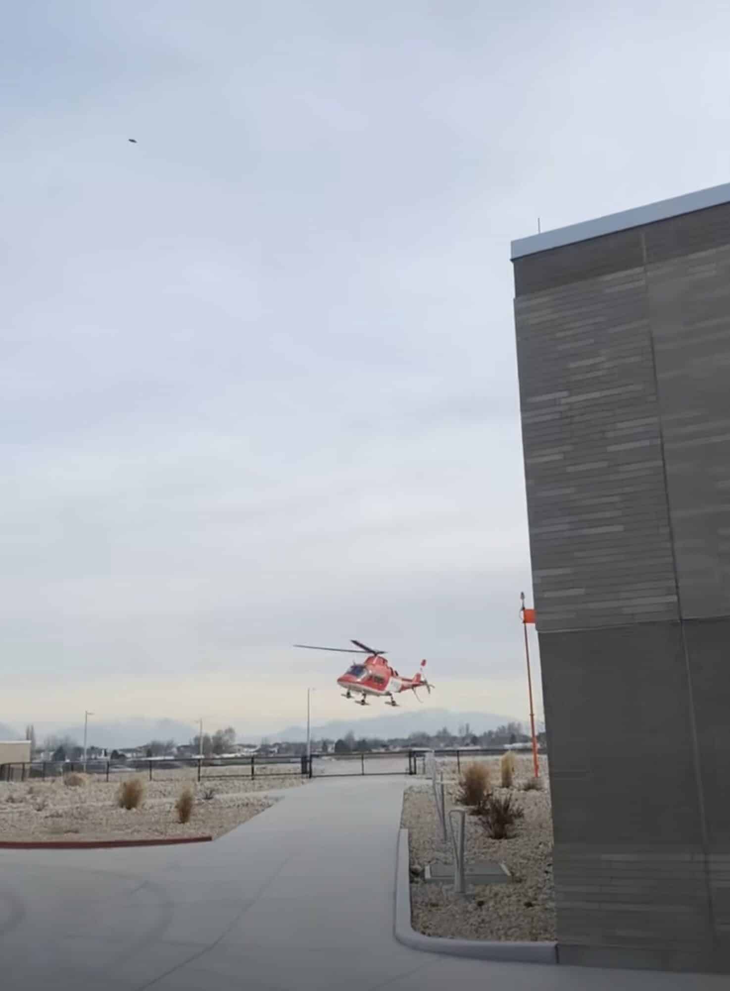 Drone delays LifeFlight helicopter carrying critically ill child at Primary Children's Hospital in Utah. Photo credit: Lehi City Police Department