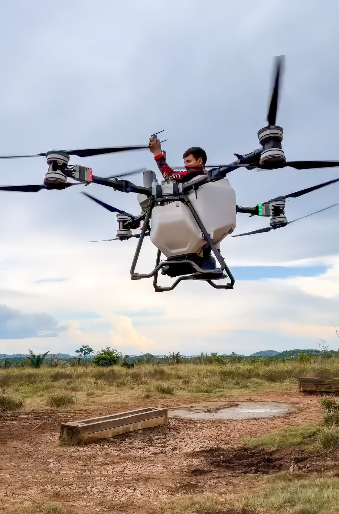 Riding a DJI Agras Drone Is How Darwin Wins