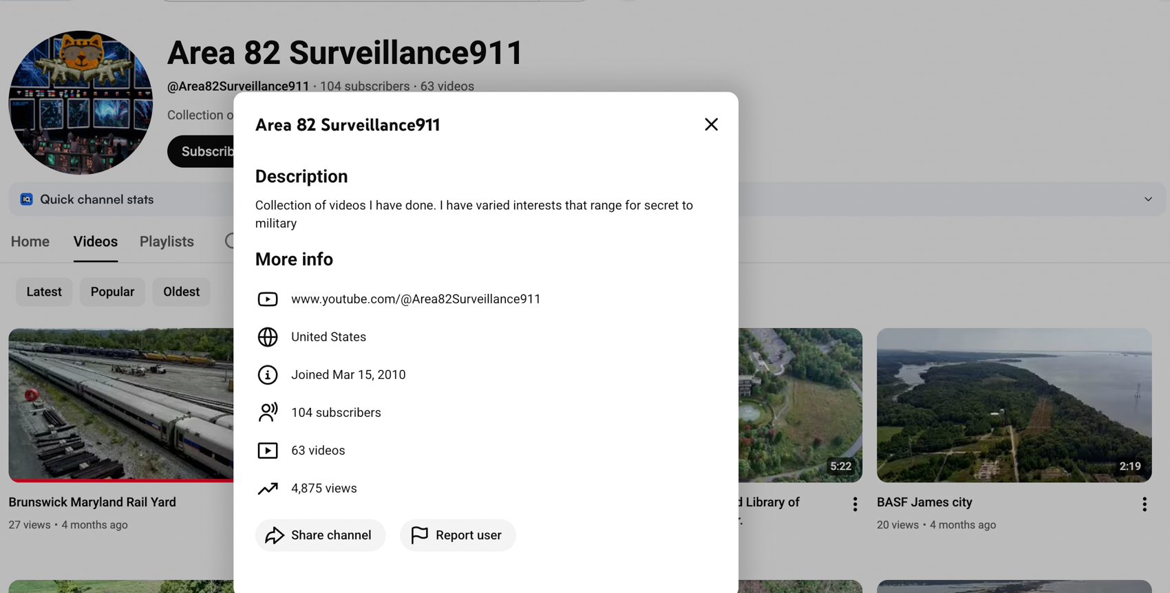 Screenshot of the YouTube video in which Stuart Dale Bennett posted his restricted-airspace flight.