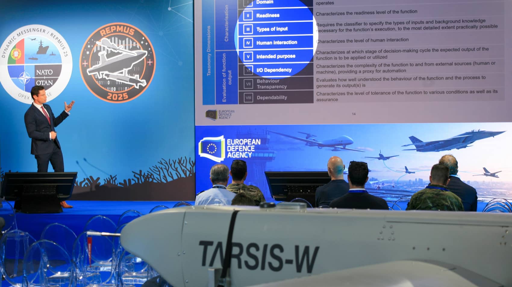 Underwater drones prepared for swarm trials during the REPMUS 2025 exercise.
