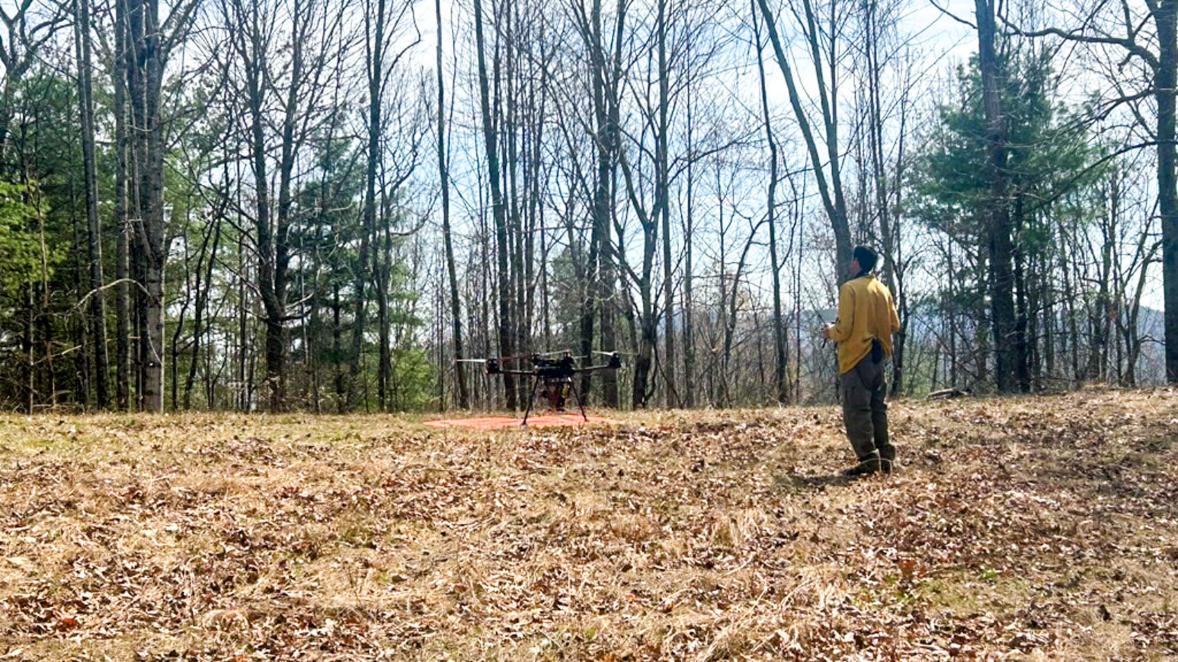 Forest Service operator running an IGNIS waypoint ignition mission from the ground station.