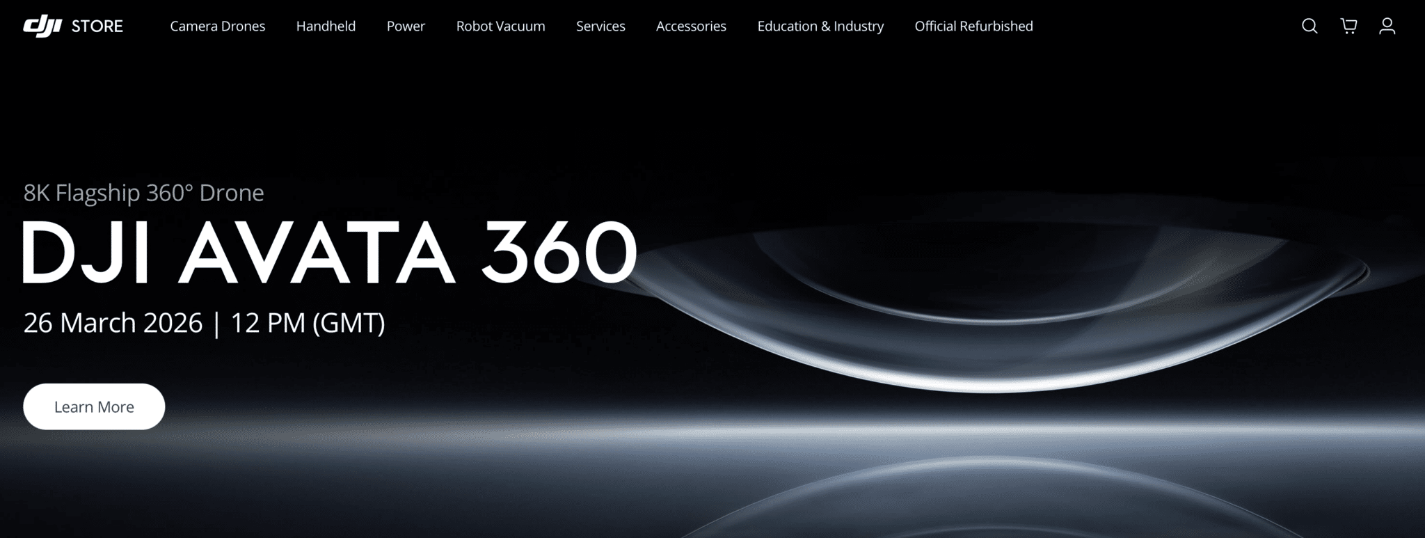Store page teasing the DJI Avata 360 as an 8K flagship launching 26 March 2026.