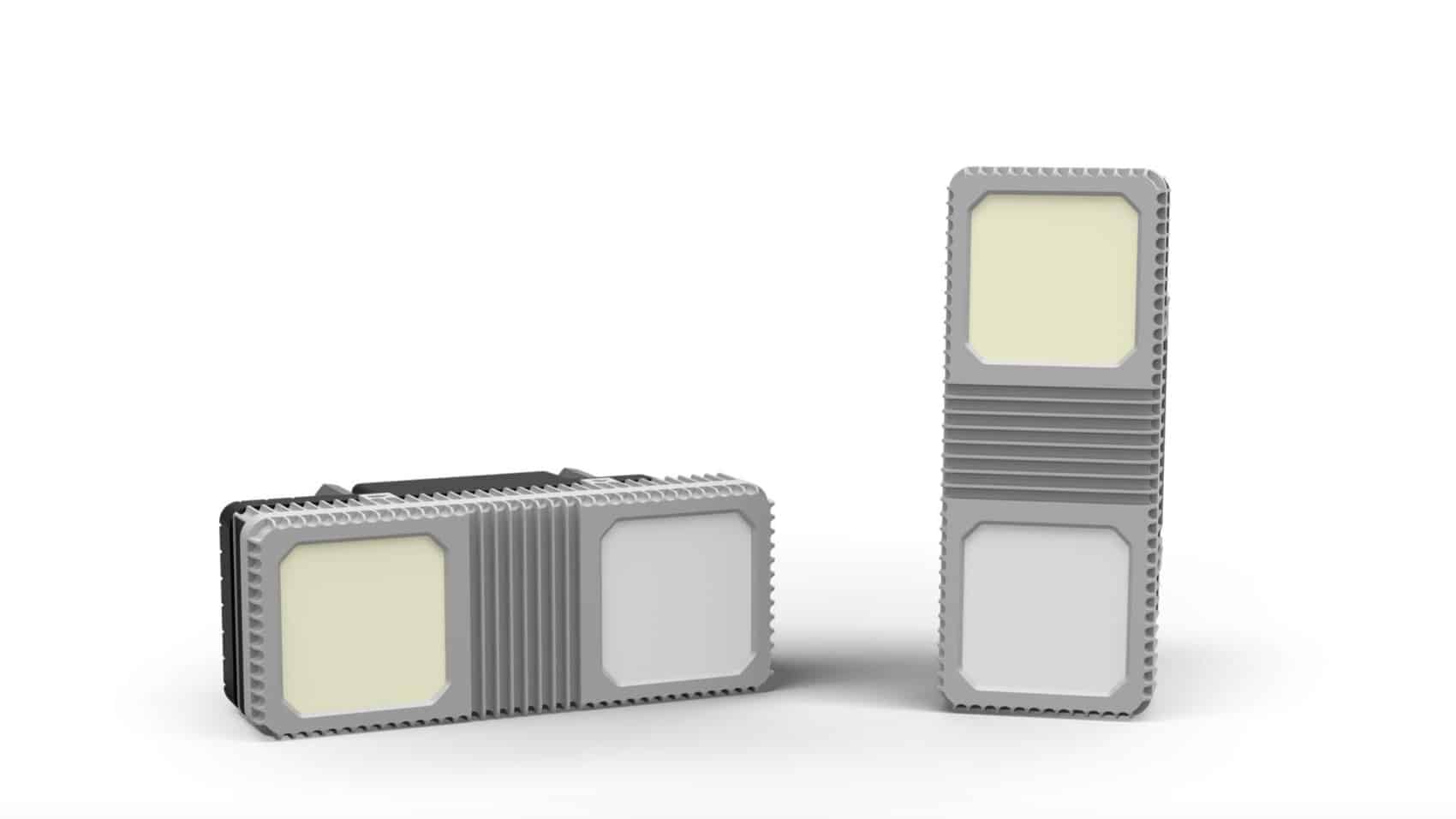 Two Fortem TrueView radar panels shown from front and side on white.