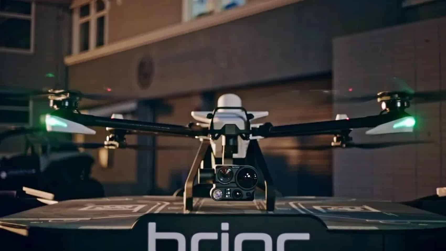 A BRINC Responder carrying dual zoom cameras, a thermal imager and a payload dropper.