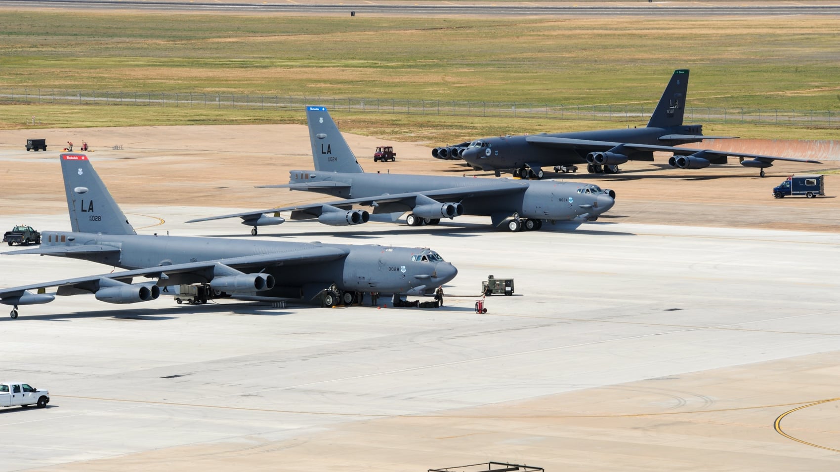 Airmen during an exercise at Barksdale, base of the 2nd Bomb Wing.