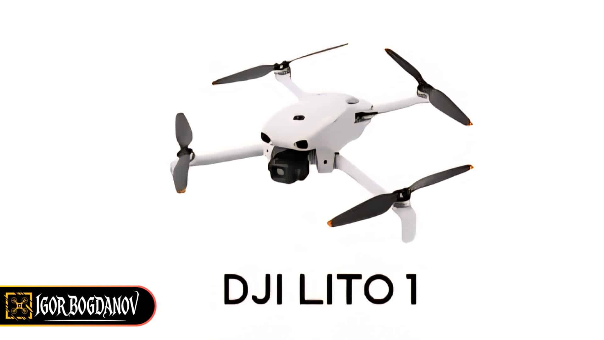 Second leaked render showing the Lito's front gimbal, orange-tipped propellers and obstacle sensors.