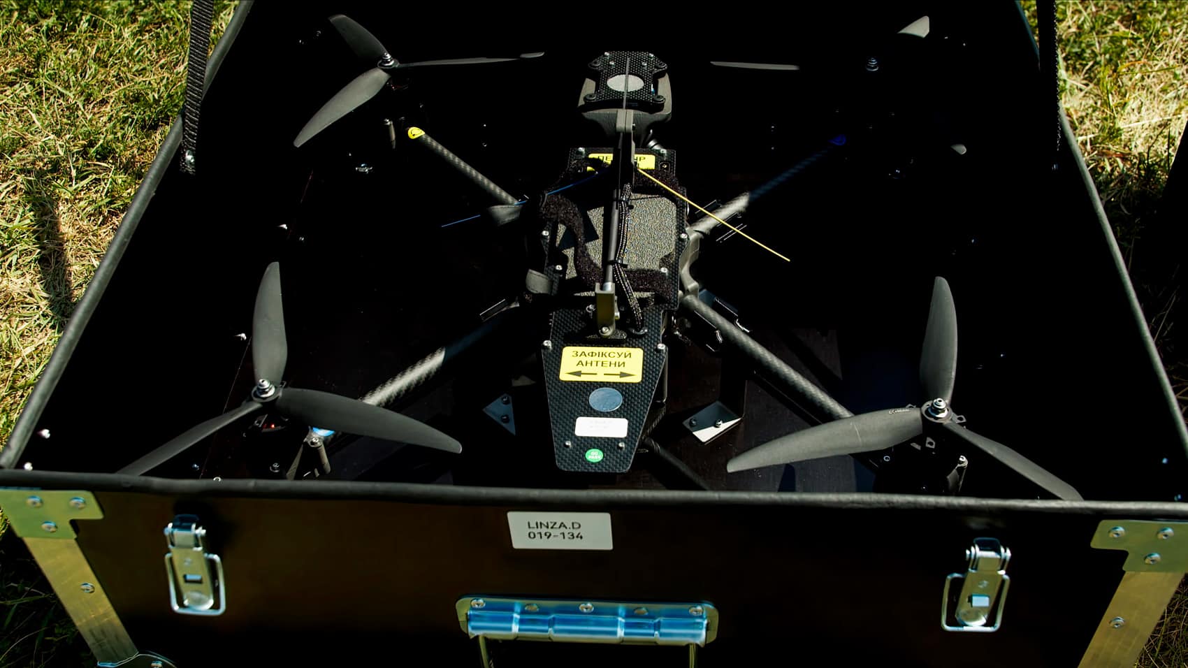 Ground control package with a tablet, spare parts, and charging stations.