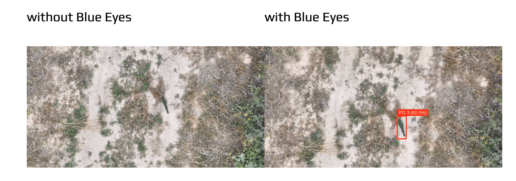 Blue Eyes detection output flagging threats along a Ukrainian supply route.