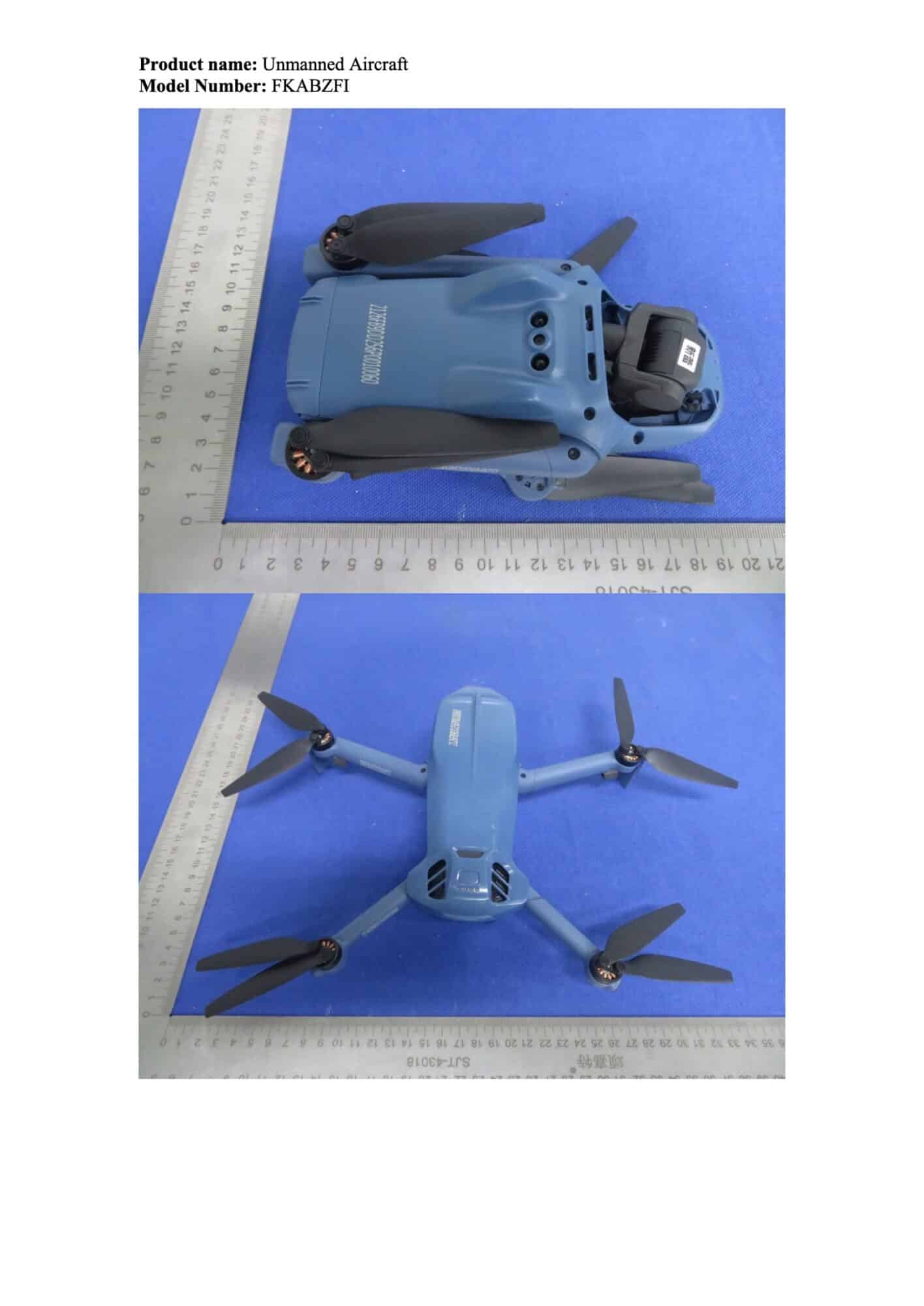 Filing page showing the drone back plate and its unfolded overhead outline.