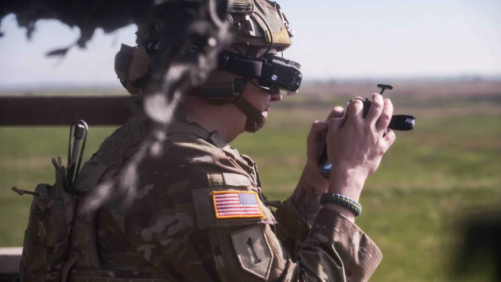 One-way strike drone climbing away after launch at Fort Riley, Kansas.