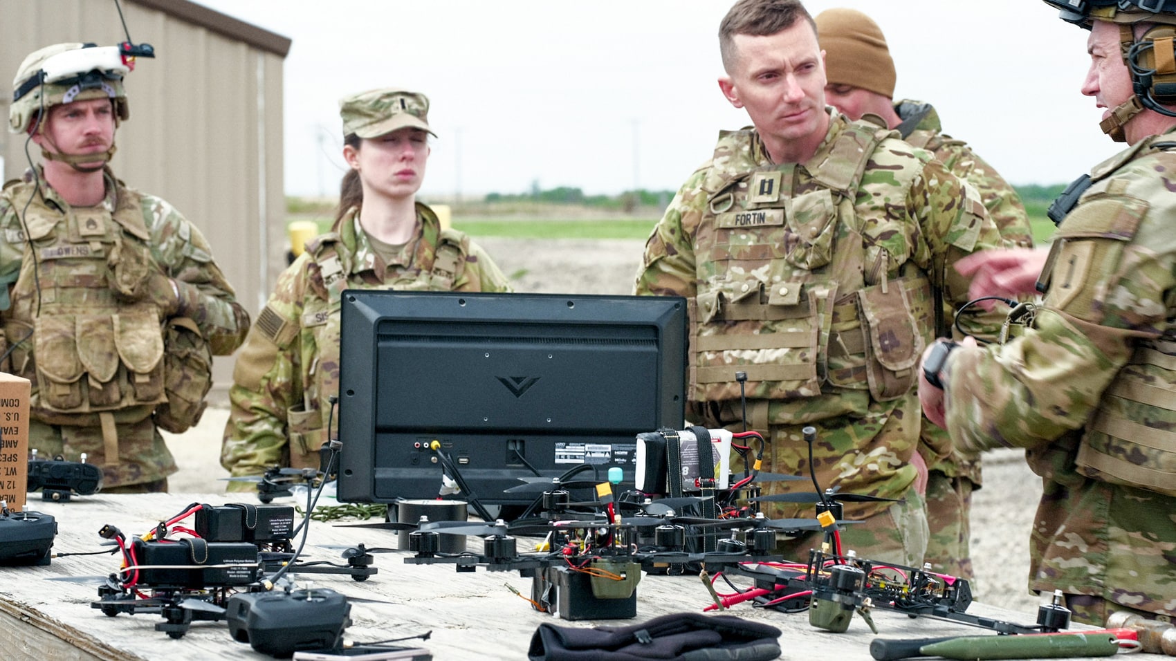 Engineer soldiers validating a drone flight path on the second day of the exercise.