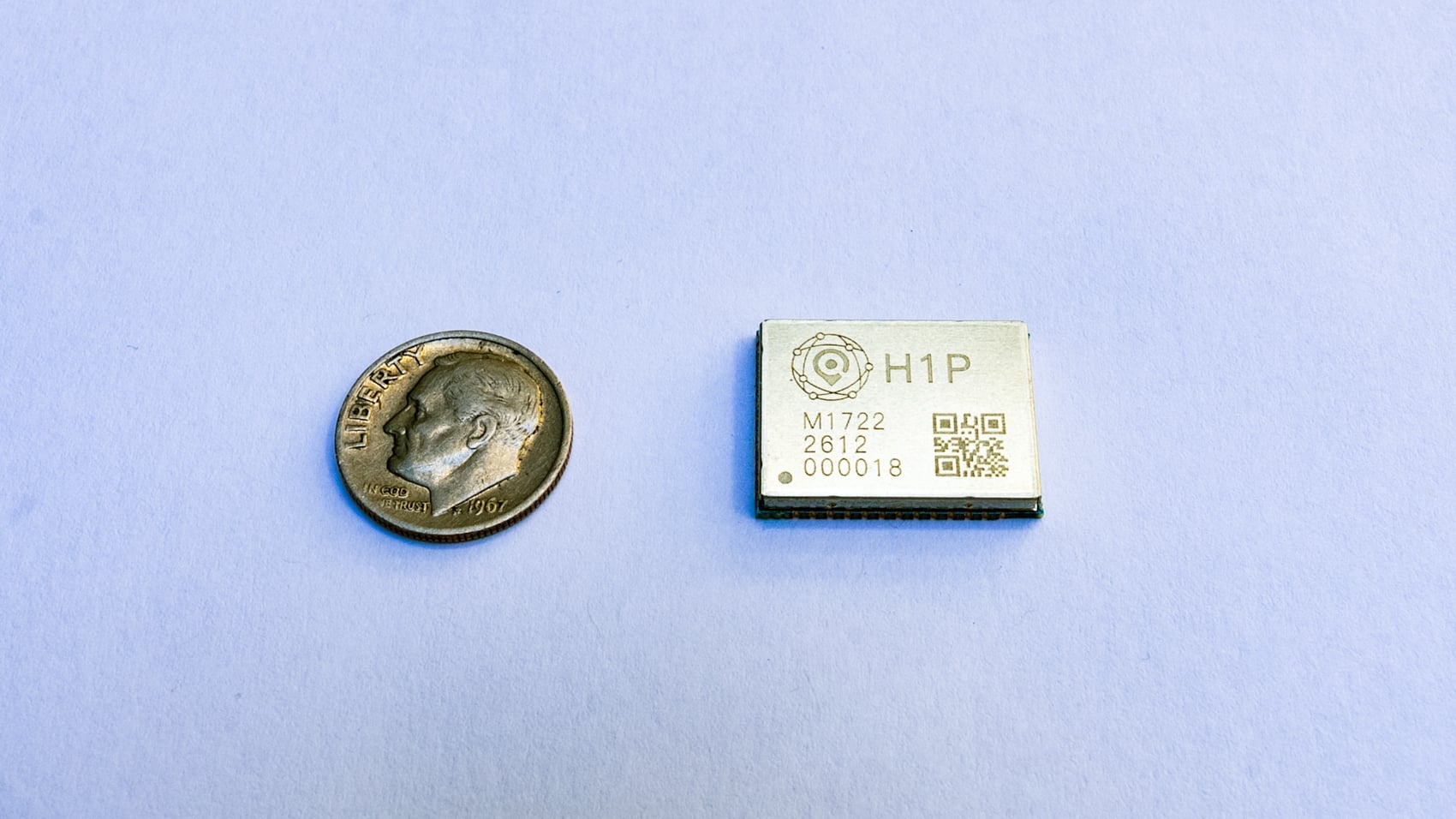 Close view of the H1P board showing its dual RF antenna ports.