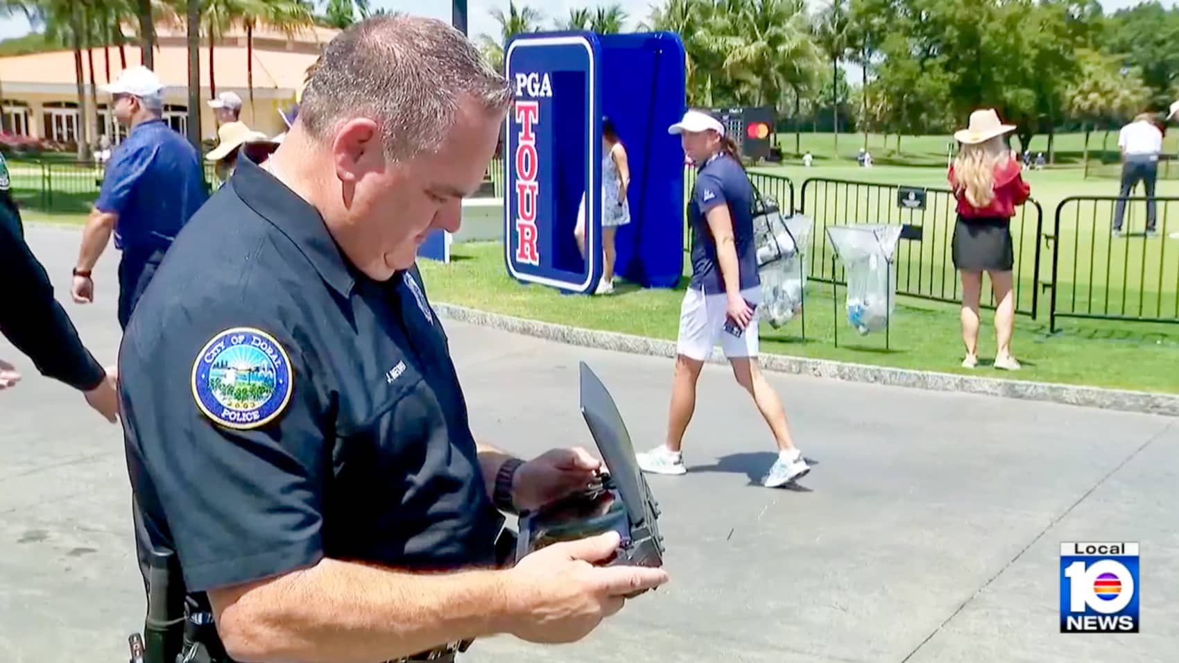 Doral Police Chief Edwin Lopez demonstrates one of the department's two Parrot ANAFI drones.