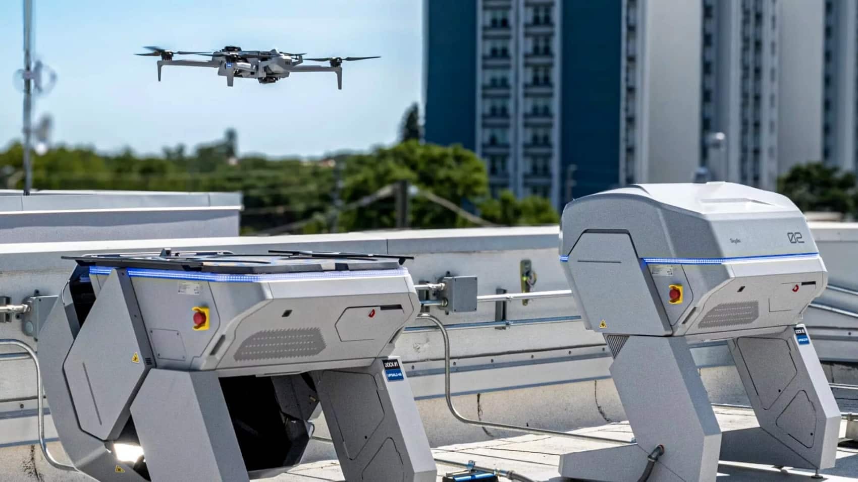 The Skydio Drone Hive dock on the roof of St. Petersburg police headquarters.