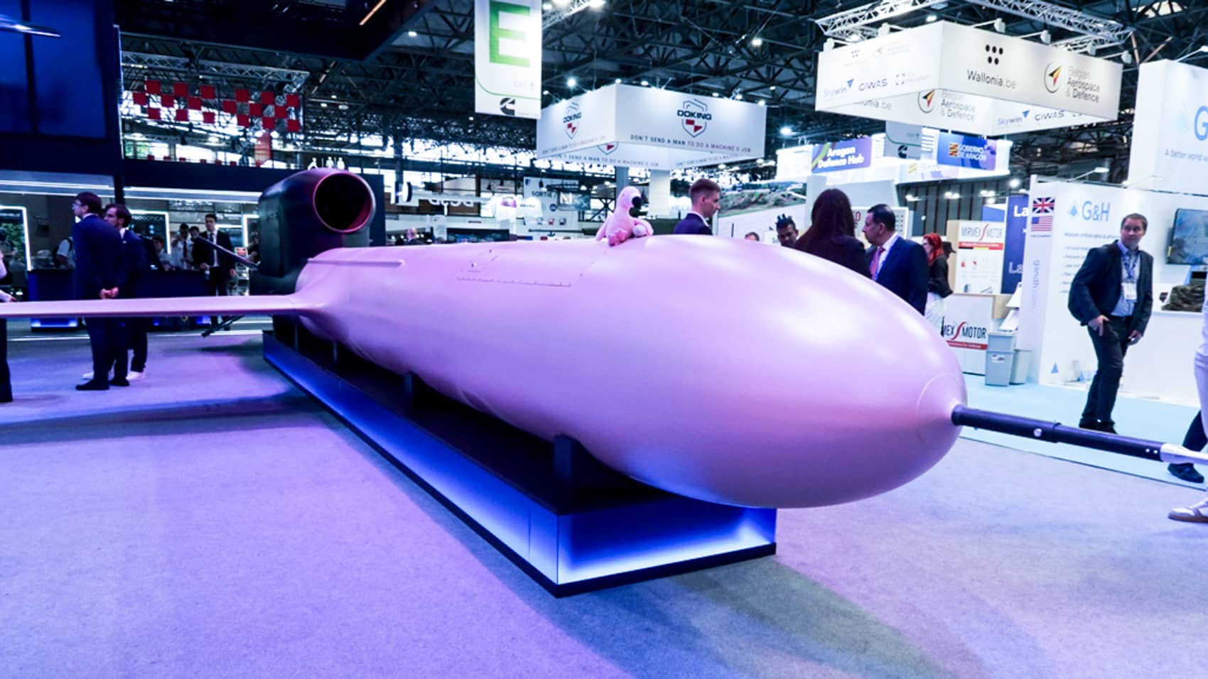FP-5 Flamingo cruise missile displayed with a flamingo perched on top.
