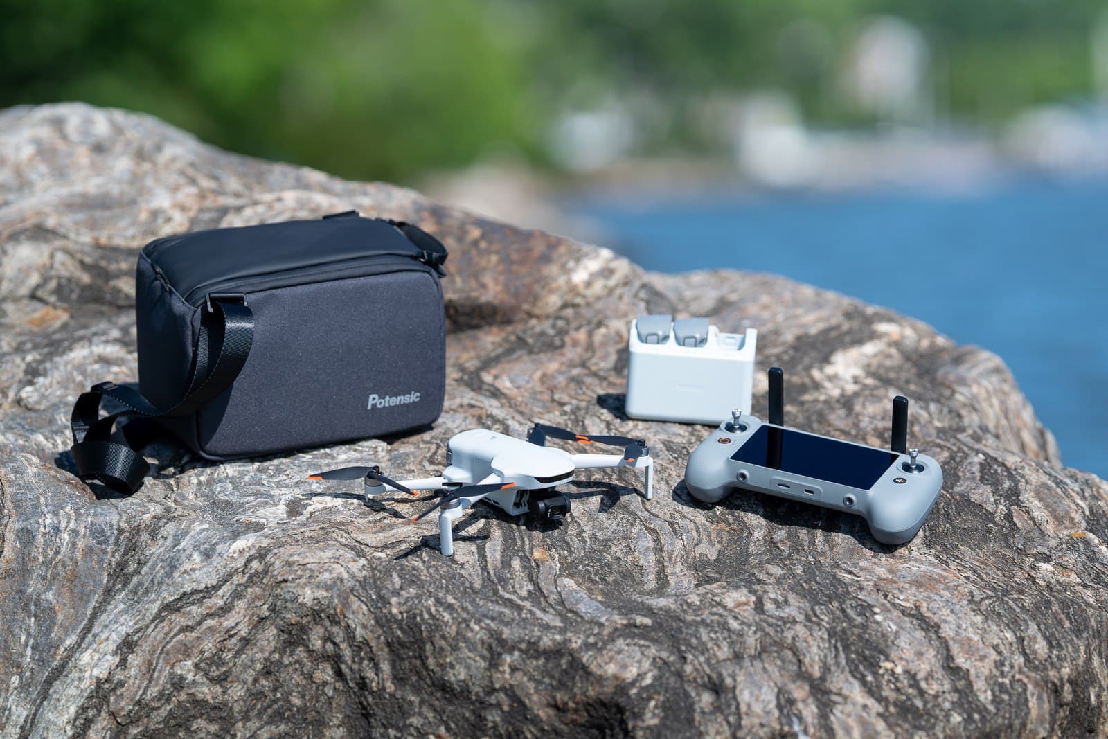 The Potensic Atom 3 unfolded and ready for its first flight.